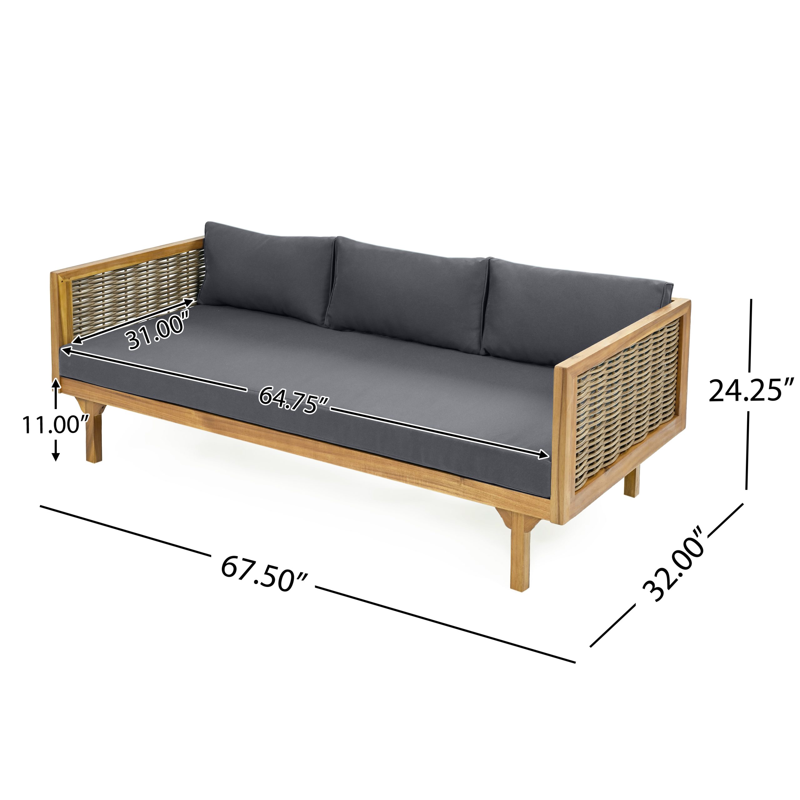 Wicker Patio Furniture Set Outdoor Rattan Sectional Sets Conversation Set - Weather-Resistant, for Garden, Patio & Deck(with Water Resistant Thick Dark Grey Cushions) - Image 2