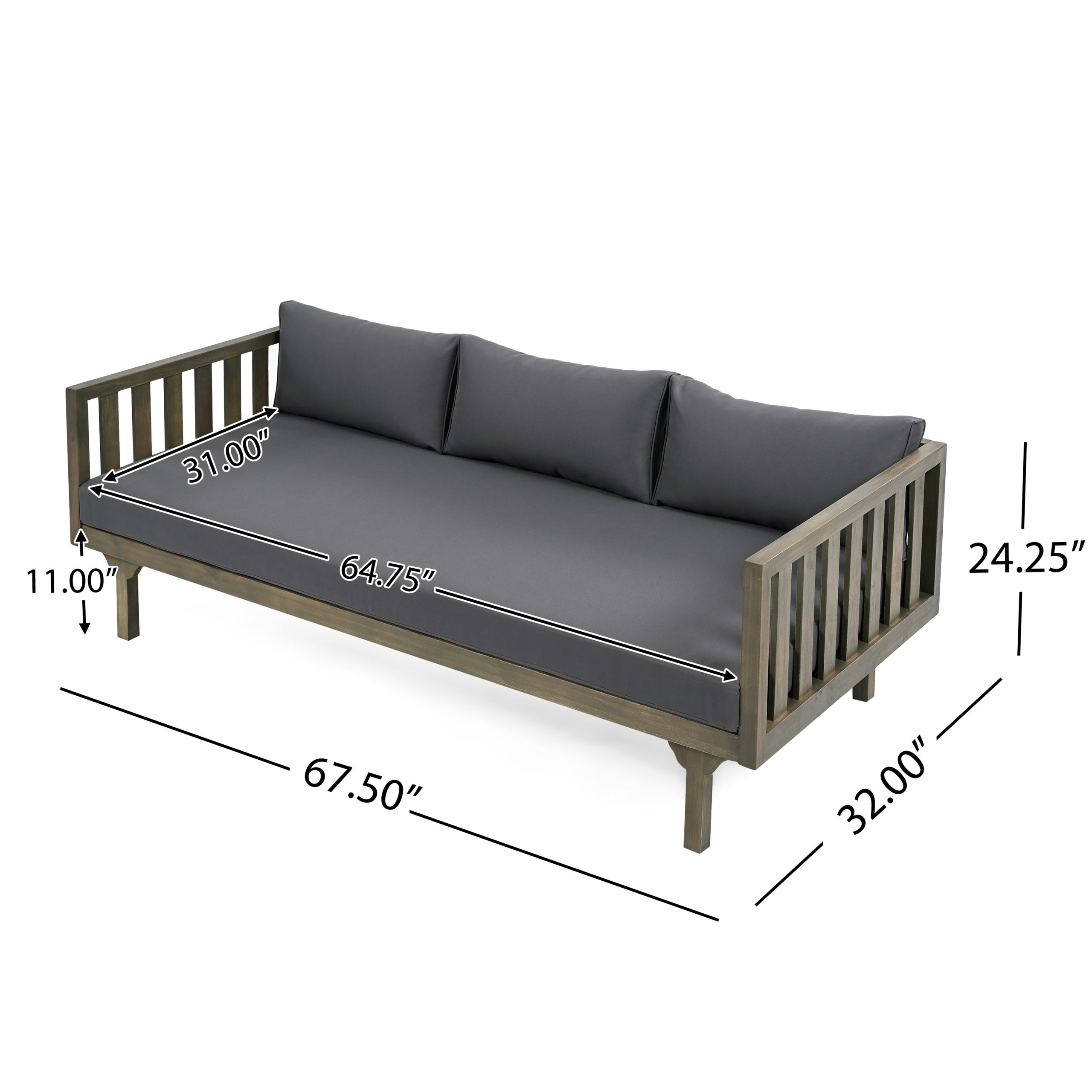 CLAREMONT 3 SEATER DAYBED (GREY WOOD+GREY CUSHION) - Image 4