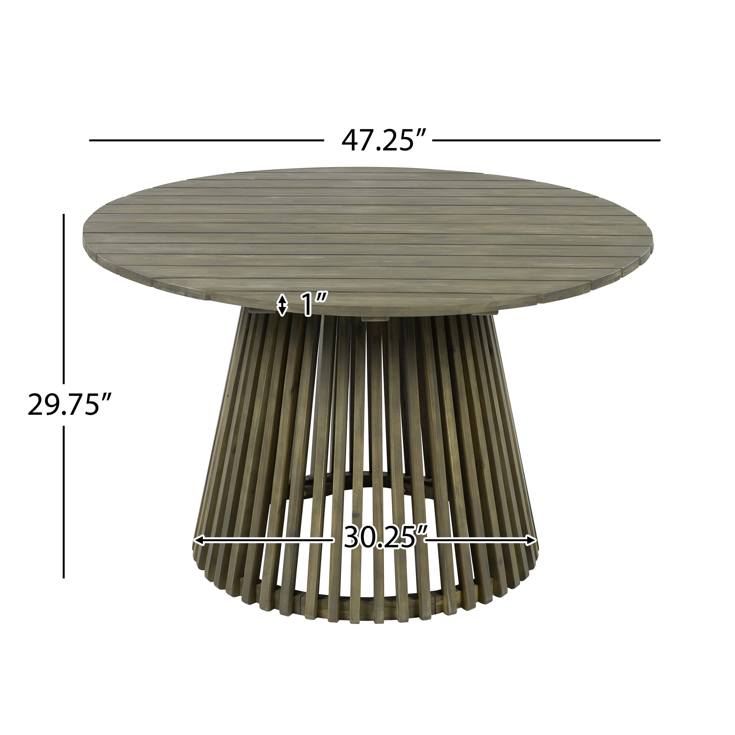 Outdoor Acacia Wood Patio Dining Table, 47.25-inch extra-large round dining table,for Backyard, Lawn, Balcony,Grey Finish - Image 3