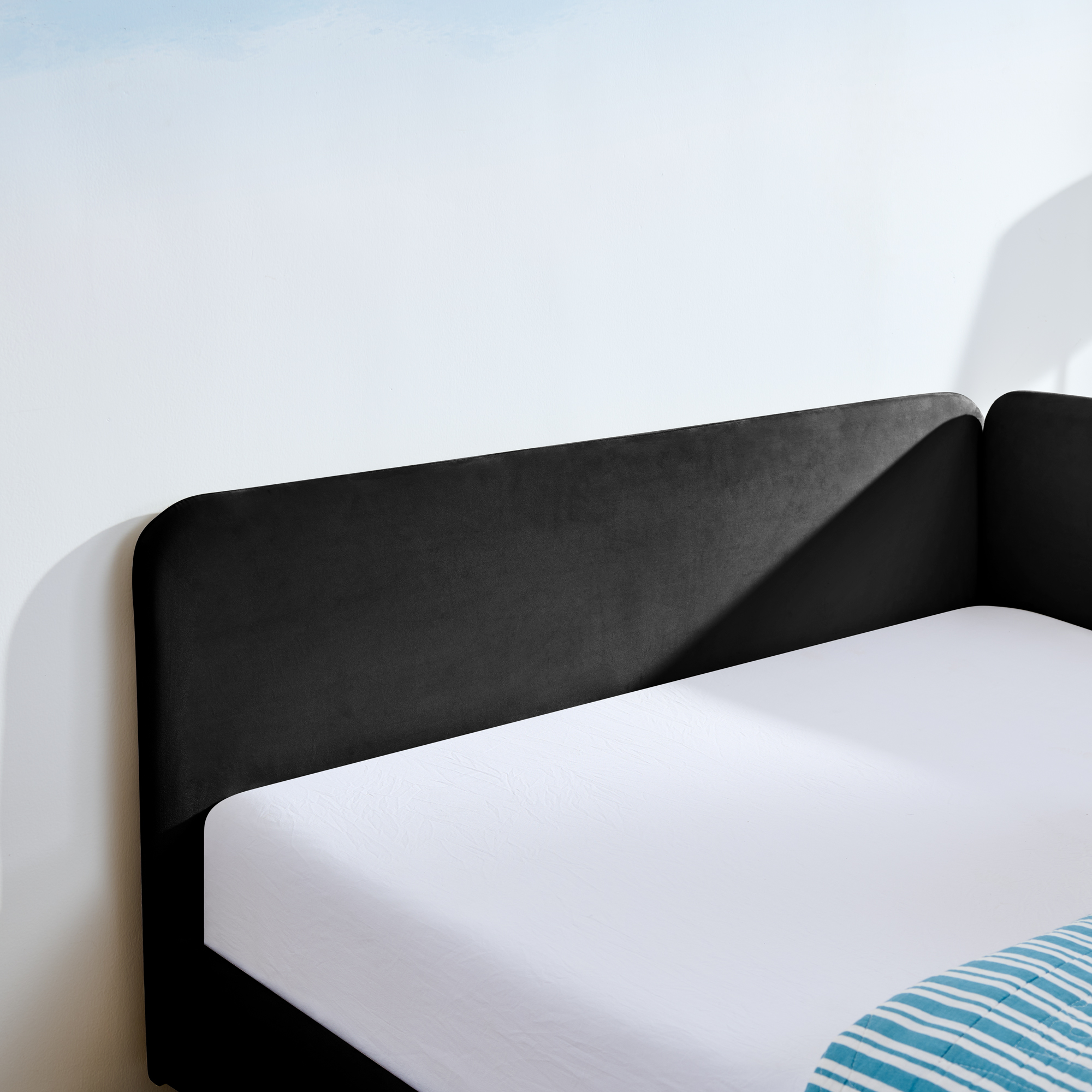 Full Size Upholstered Platform Bed Frame with 2 Storage Drawers, Adjustable Velvet Sofa Bed, Black - Image 6