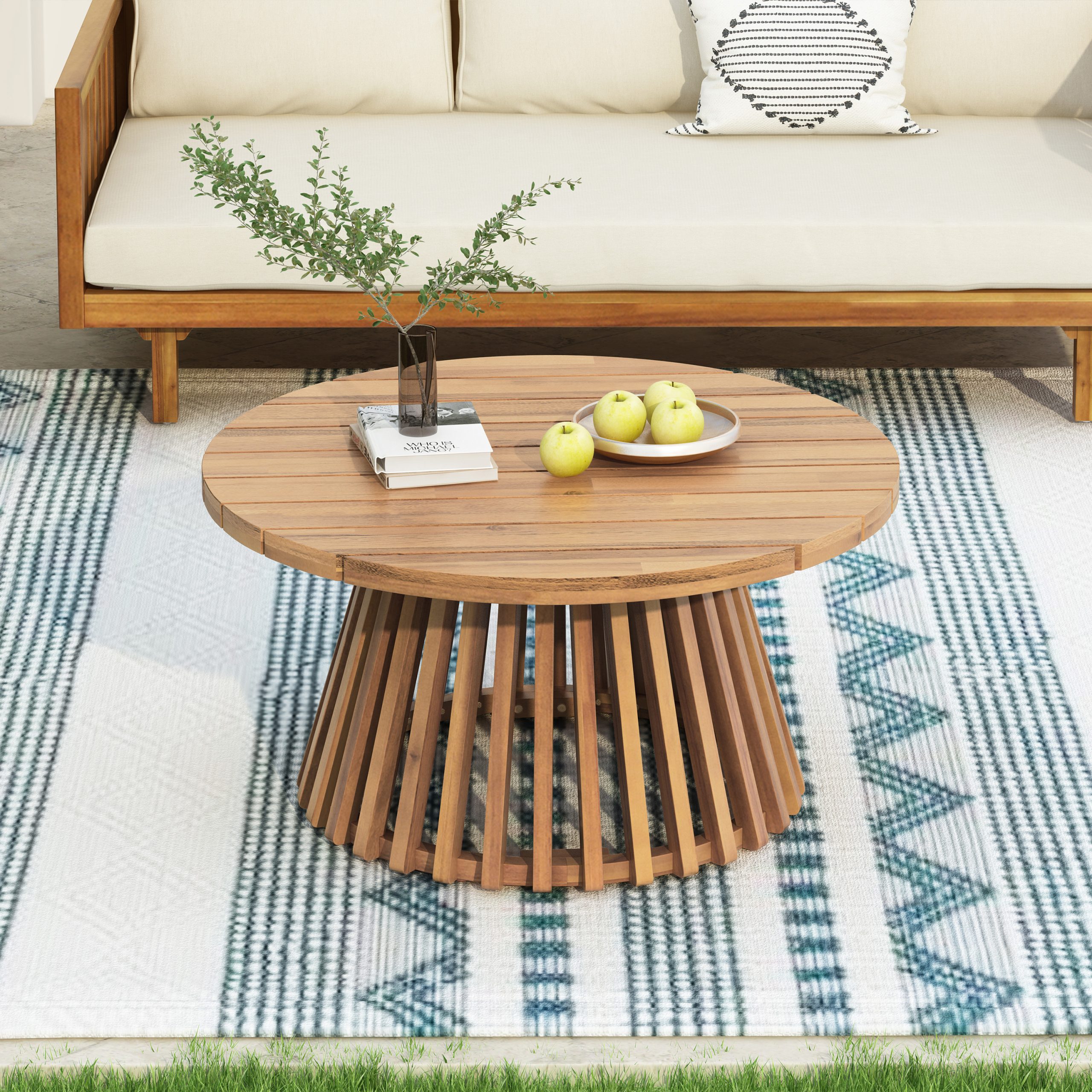 Acacia Wood Patio Coffee Table - Image 4
