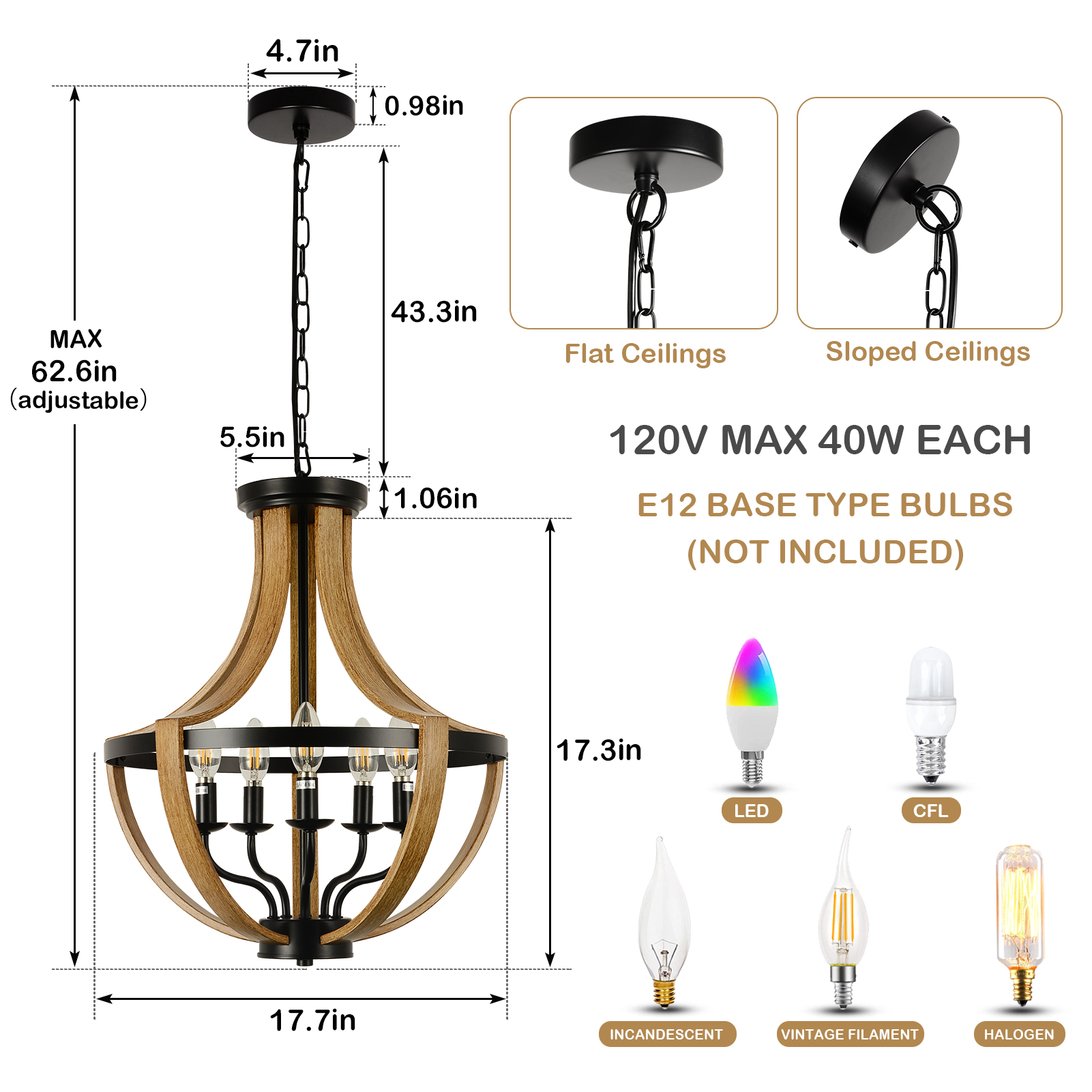 5-Light Modern Chandeliers - Image 4