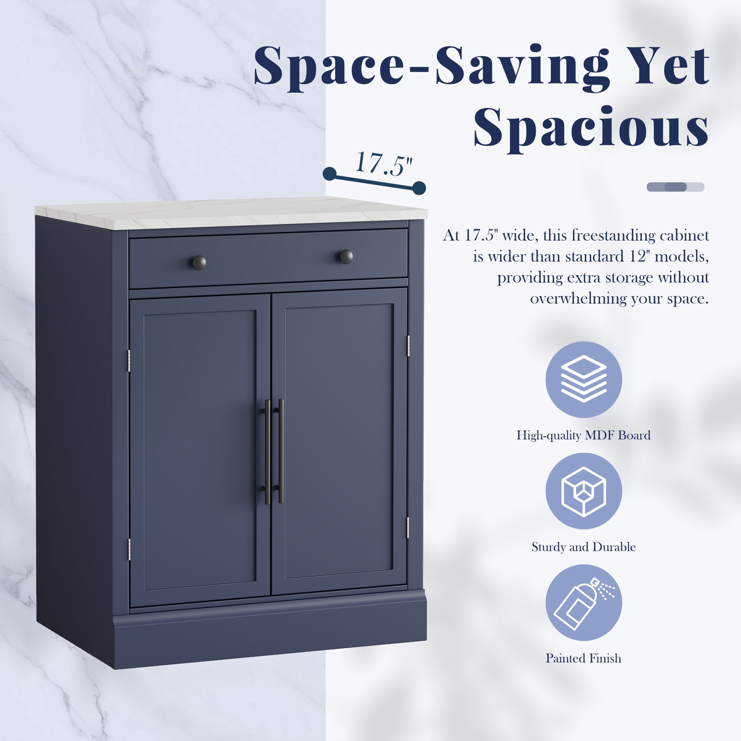 [Assembly Video Provided] TOPMAX Modern Freestanding Kitchen Pantry,Buffet Food Storage, Coffee Bar Cabinet with Drawer, 2 Adjustable Shelves and 2 Door Shelves for Dining, Kitchen, Blue - Image 6