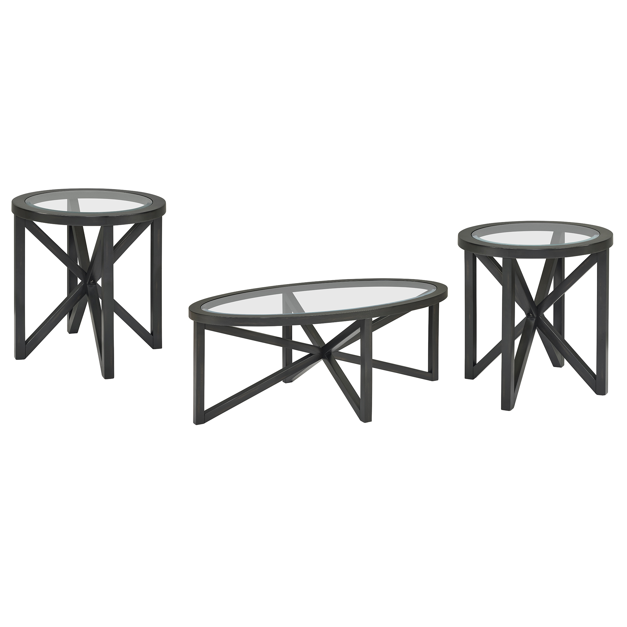 Modern simple glass coffee table, tempered glass coffee table solid wood base round transparent glass top modern living room terrace study coffee table - Image 5