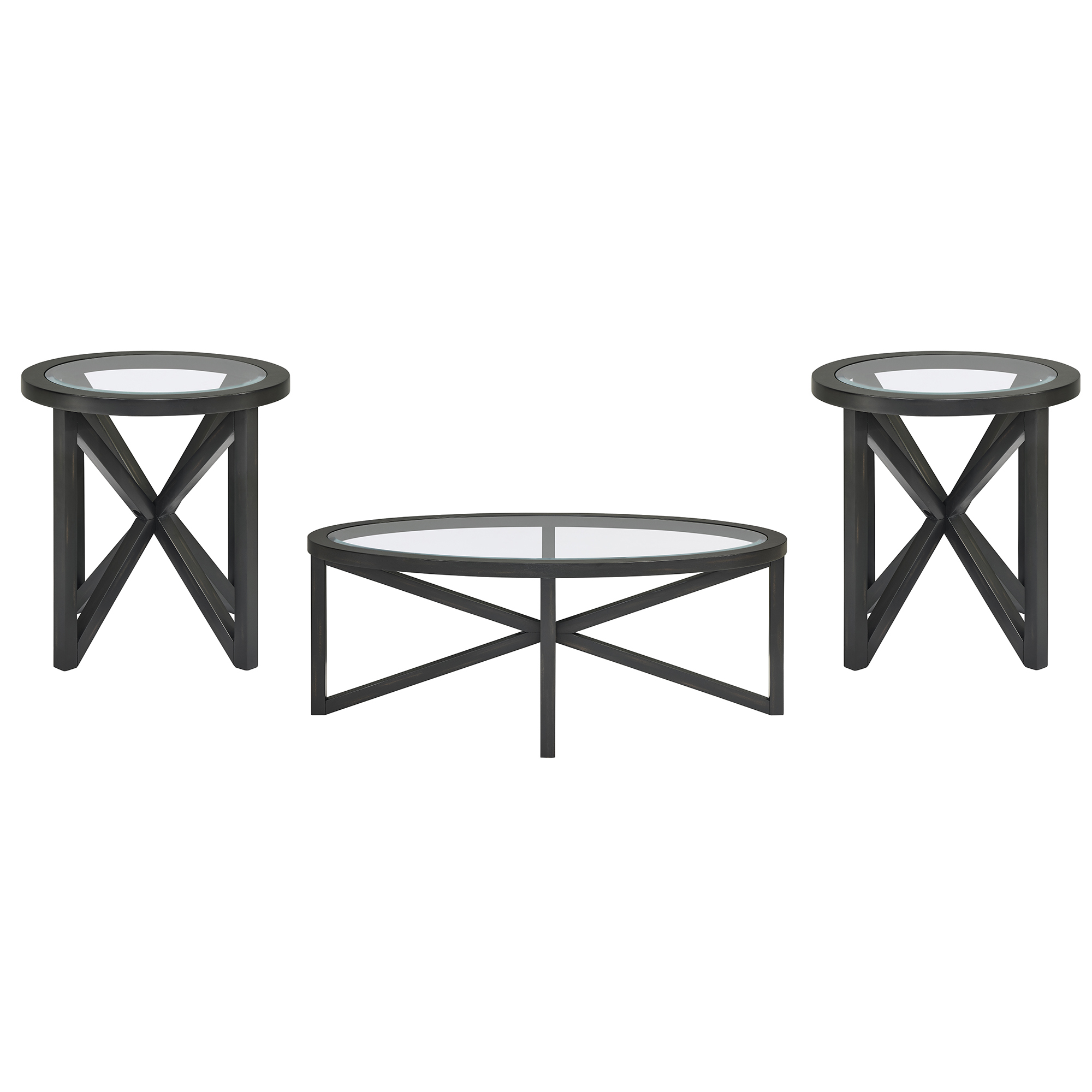 Modern simple glass coffee table, tempered glass coffee table solid wood base round transparent glass top modern living room terrace study coffee table - Image 6