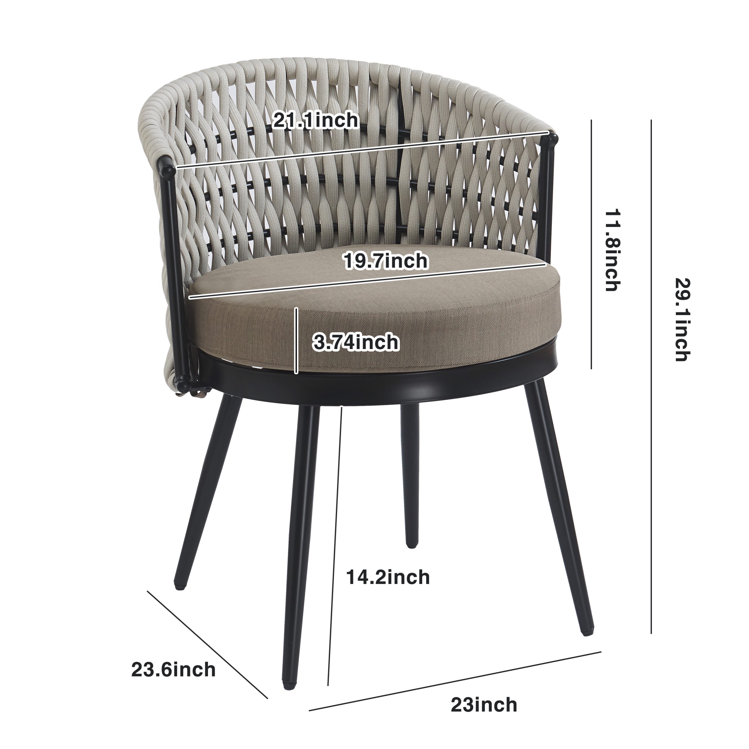 Outdoor Dining Set – Premium Acacia Wood Dining Table & Rope Chairs With Beige Cushion for Comfortable Dining Experience,Suitable for large gatherings(1 Table + 6 Chairs) - Image 2