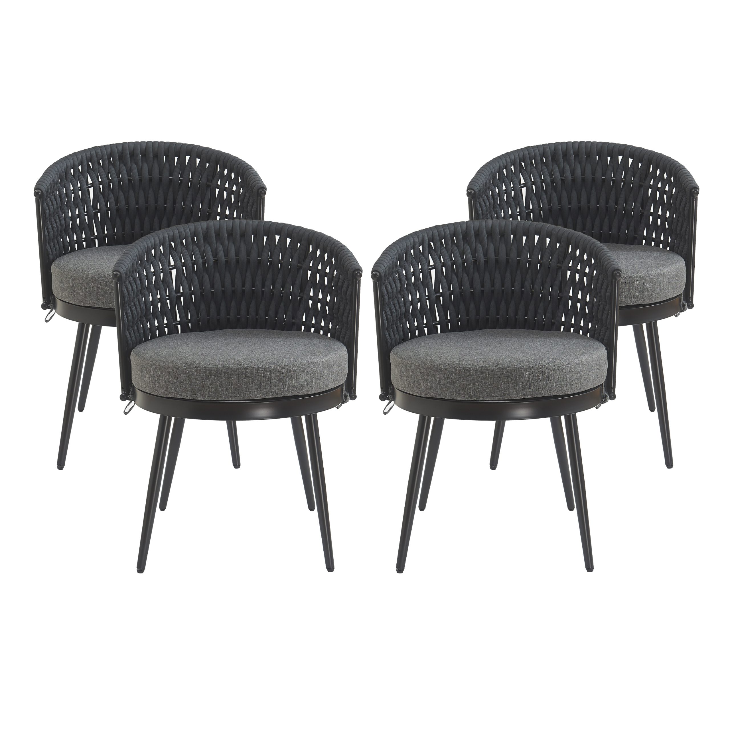 Outdoor Dining Chair-Metal & Rope with Dark Gray Cushion Patio Furniture,Weather-Resistant Patio Chairs with Cushions,MP2(set of 2) - Image 6