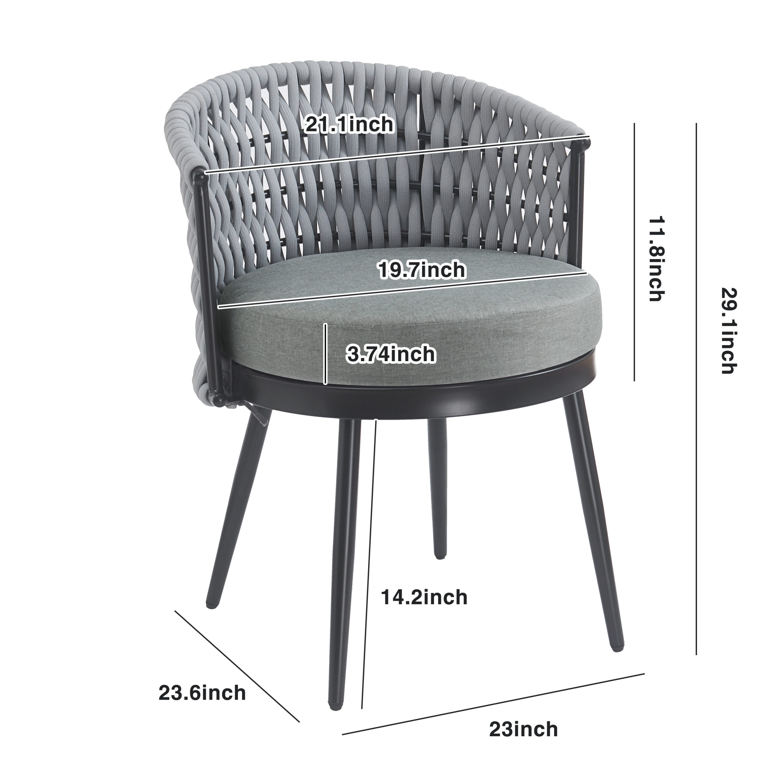 Outdoor Dining Set – Premium Acacia Wood Dining Table & Rope Chairs With Light Gray Cushion for Comfortable Dining Experience,Suitable for large gatherings(1 Table + 6 Chairs) - Image 2