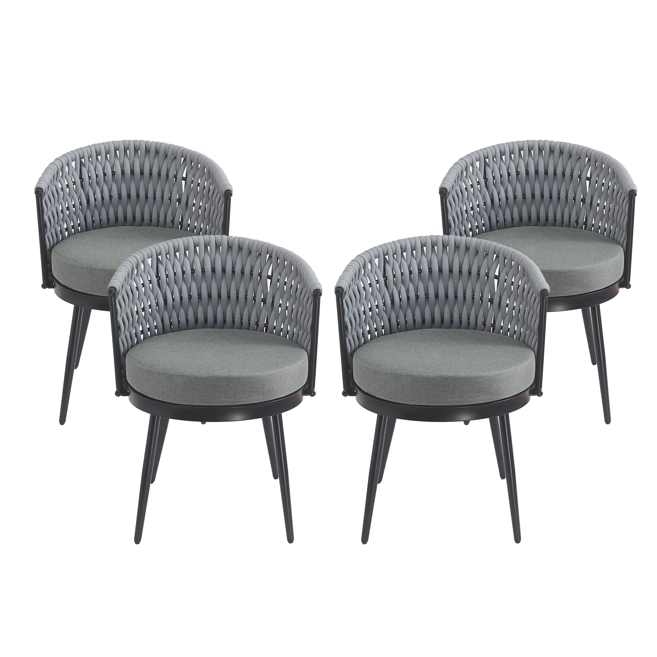 Outdoor Dining Chair-Metal & Rope with Light Gray Cushion Patio Furniture,Weather-Resistant Patio Chairs with Cushions,MP2(set of 2) - Image 6
