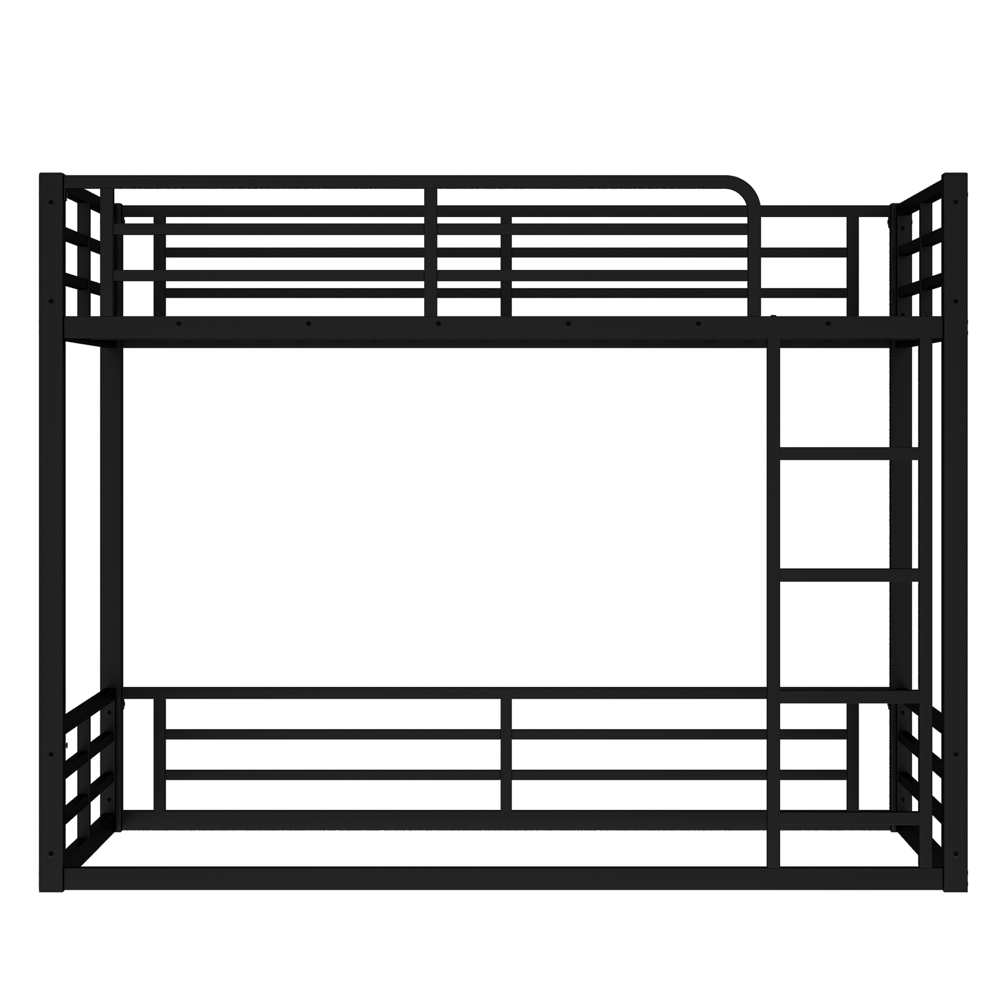 Metal Bunk Bed, Twin XL over Twin XL Floor Bunk Bed Frame, Heavy-Duty Bunk Bed for Kids, Teens, Adults, Noise-reduced Design, Black - Image 4