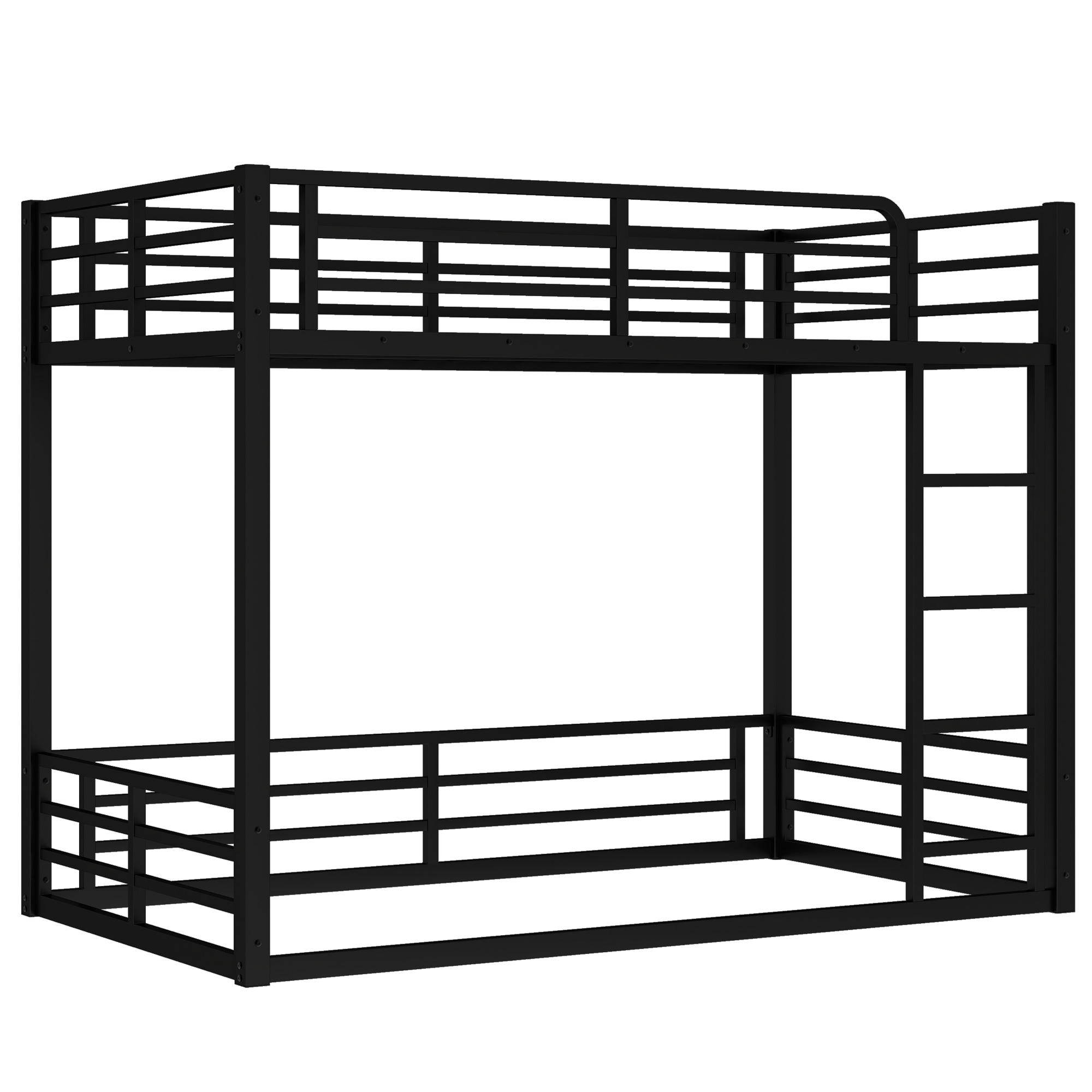 Metal Bunk Bed, Twin XL over Twin XL Floor Bunk Bed Frame, Heavy-Duty Bunk Bed for Kids, Teens, Adults, Noise-reduced Design, Black - Image 5