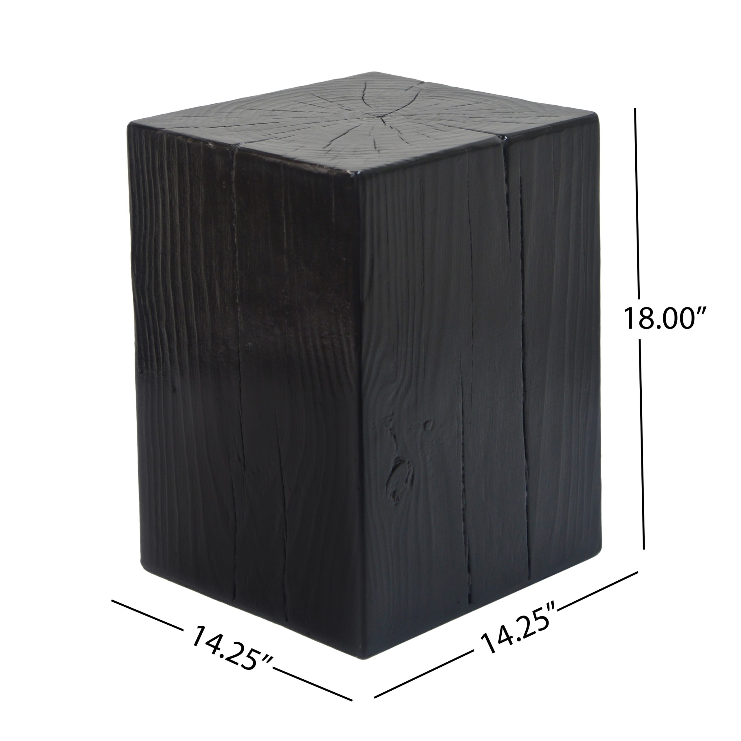 Wood-Look Square-Column MGO End Table, H18",Wood-Like Distressed Finish, Mix with Different Heights, Indoor Outdoor Use,Black Color - Image 2
