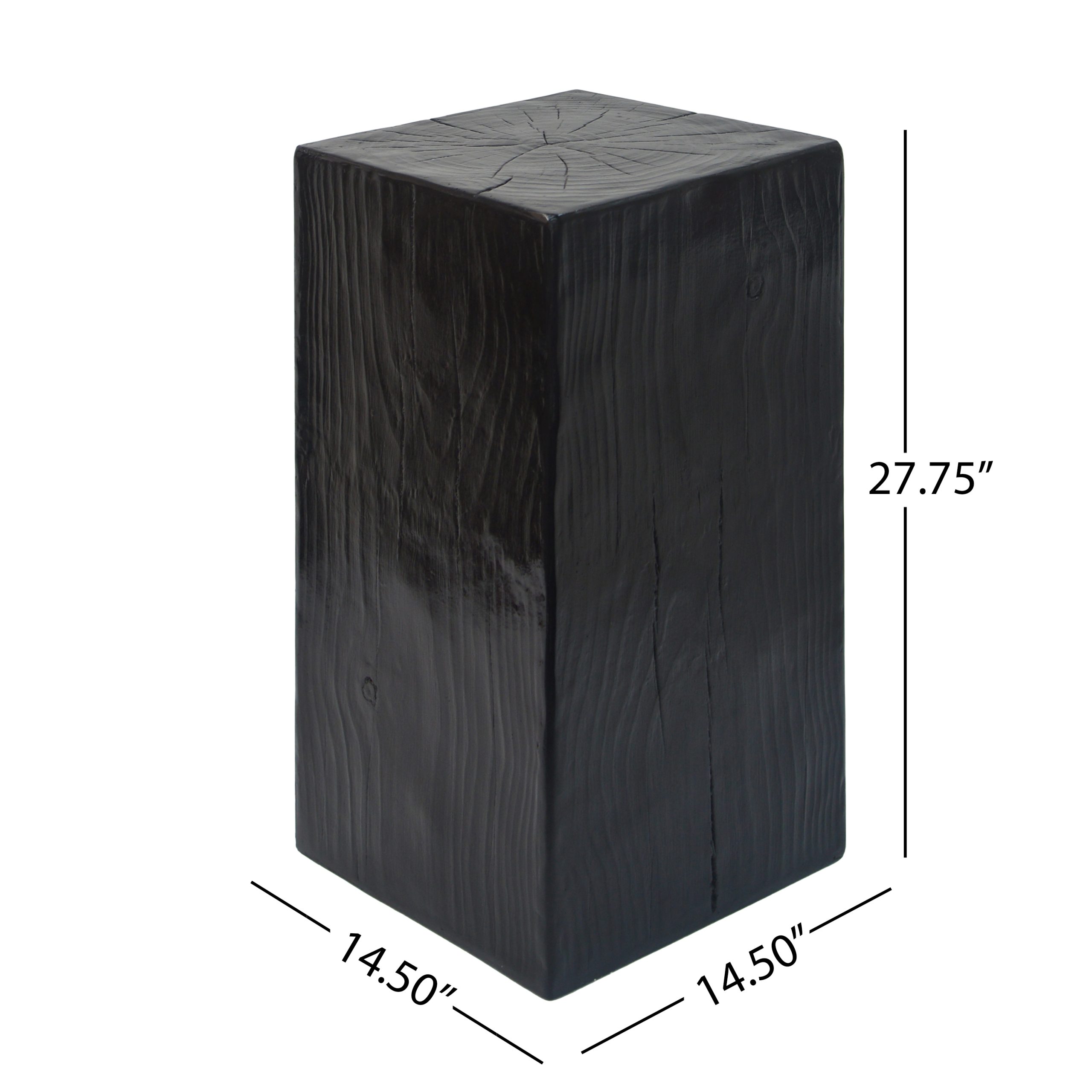 Wood-Look Square-Column MGO End Table, H27.75",Wood-Like Distressed Finish, Mix with Different Heights, Indoor Outdoor Use,Black Color - Image 2