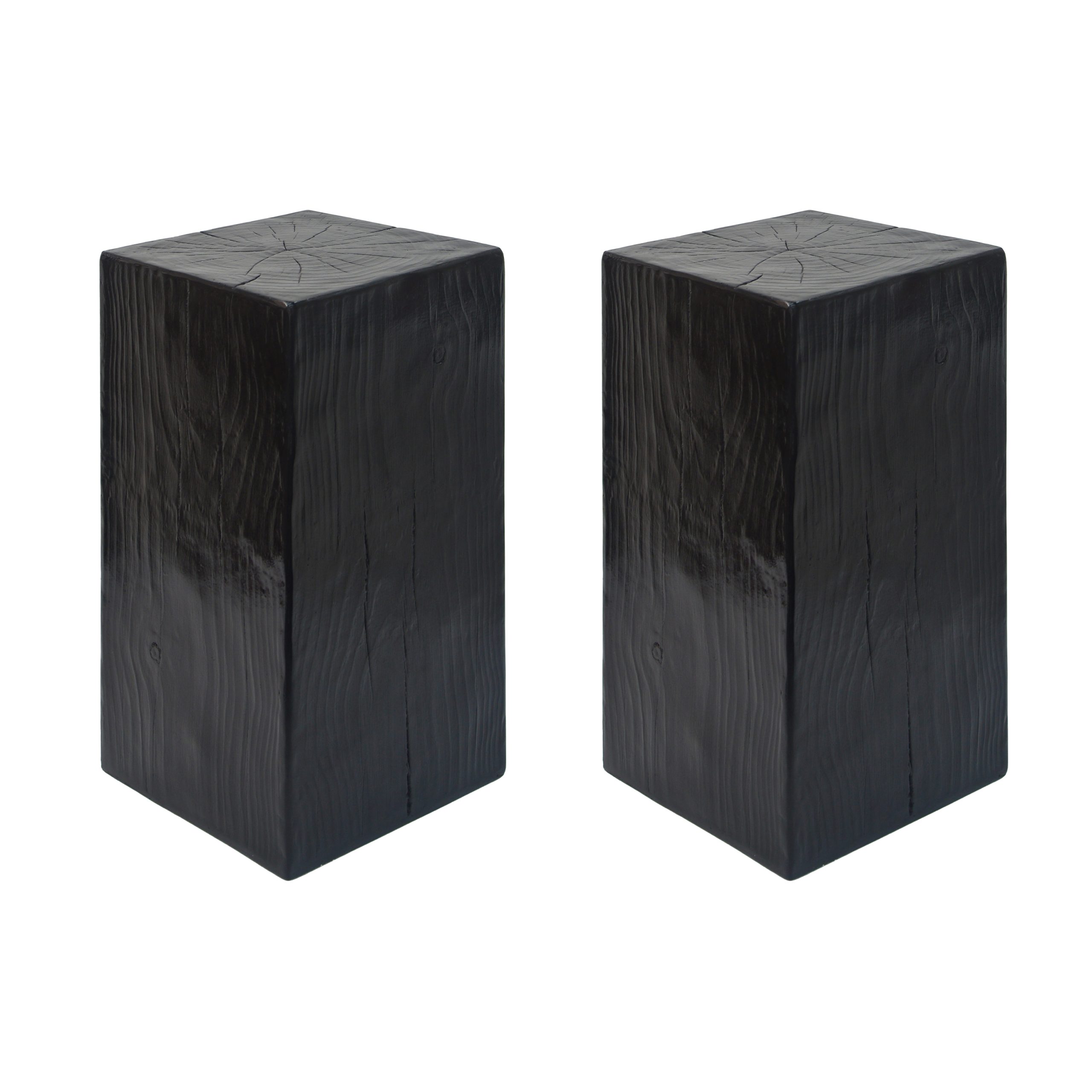 Wood-Look Square-Column MGO End Table, H27.75",Wood-Like Distressed Finish, Mix with Different Heights, Indoor Outdoor Use,Black Color - Image 5