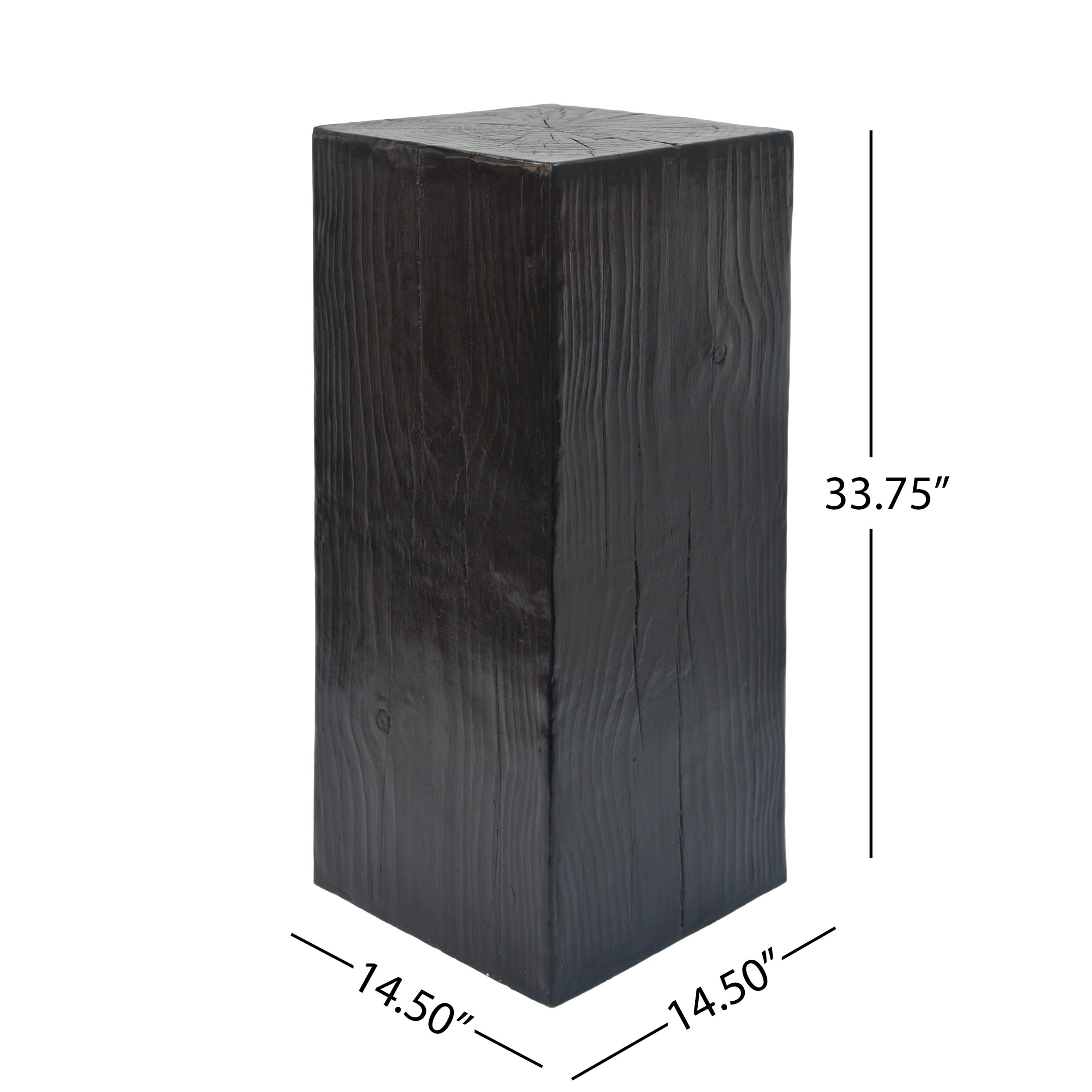 Wood-Look Square-Column MGO End Table, H33.75",Wood-Like Distressed Finish, Mix with Different Heights, Indoor Outdoor Use,Black Color - Image 2