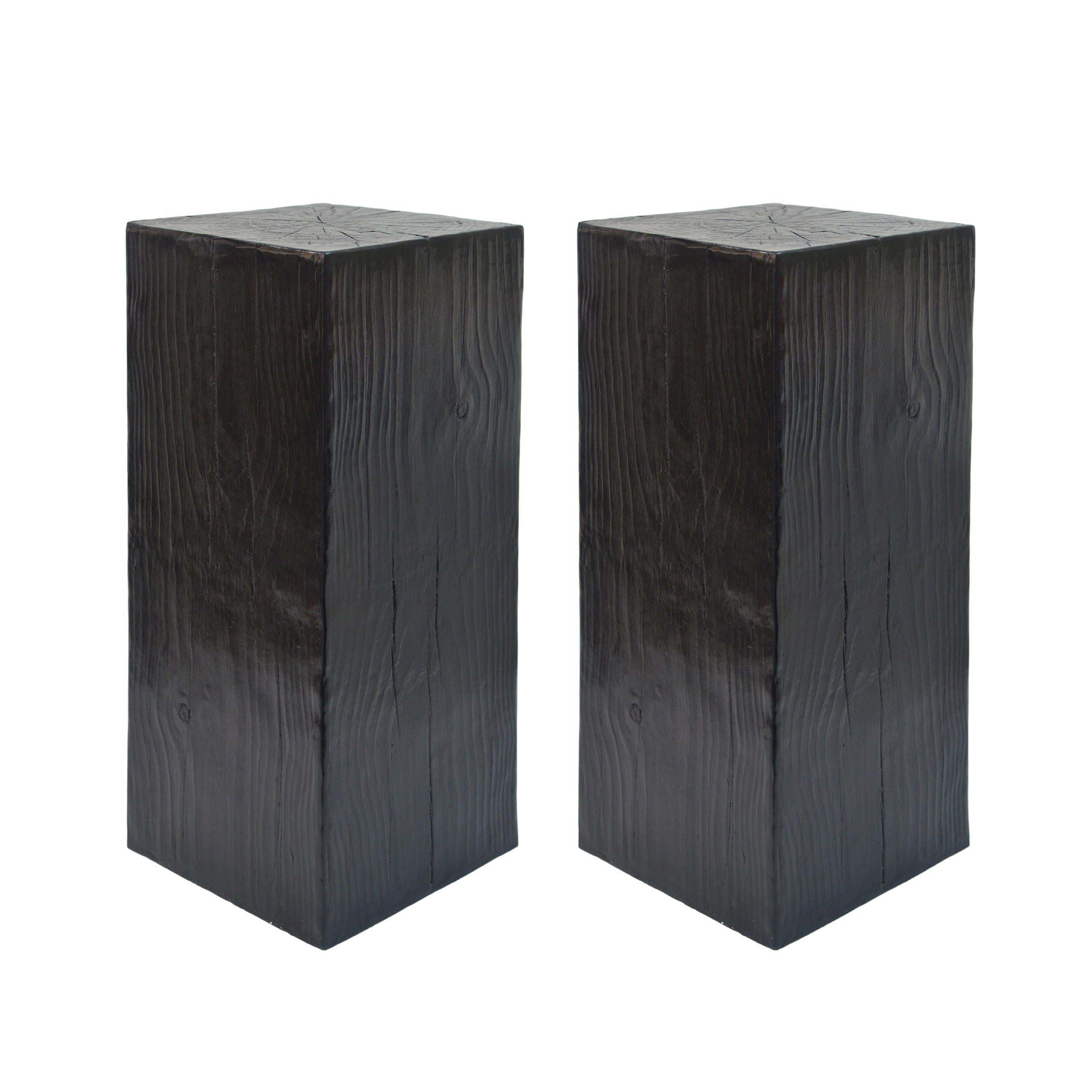 Wood-Look Square-Column MGO End Table, H33.75",Wood-Like Distressed Finish, Mix with Different Heights, Indoor Outdoor Use,Black Color - Image 5