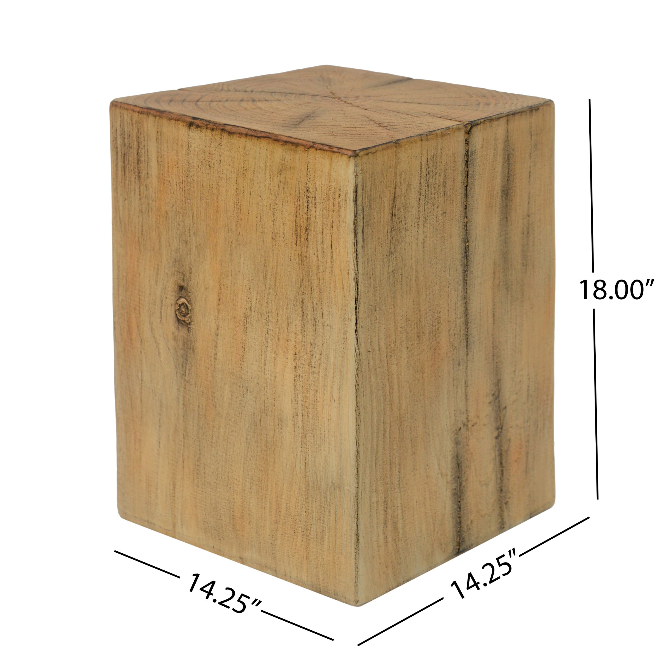 Wood-Look Square-Column MGO End Table, H18",Wood-Like Distressed Finish, Mix with Different Heights, Indoor Outdoor Use,Natural Color - Image 2