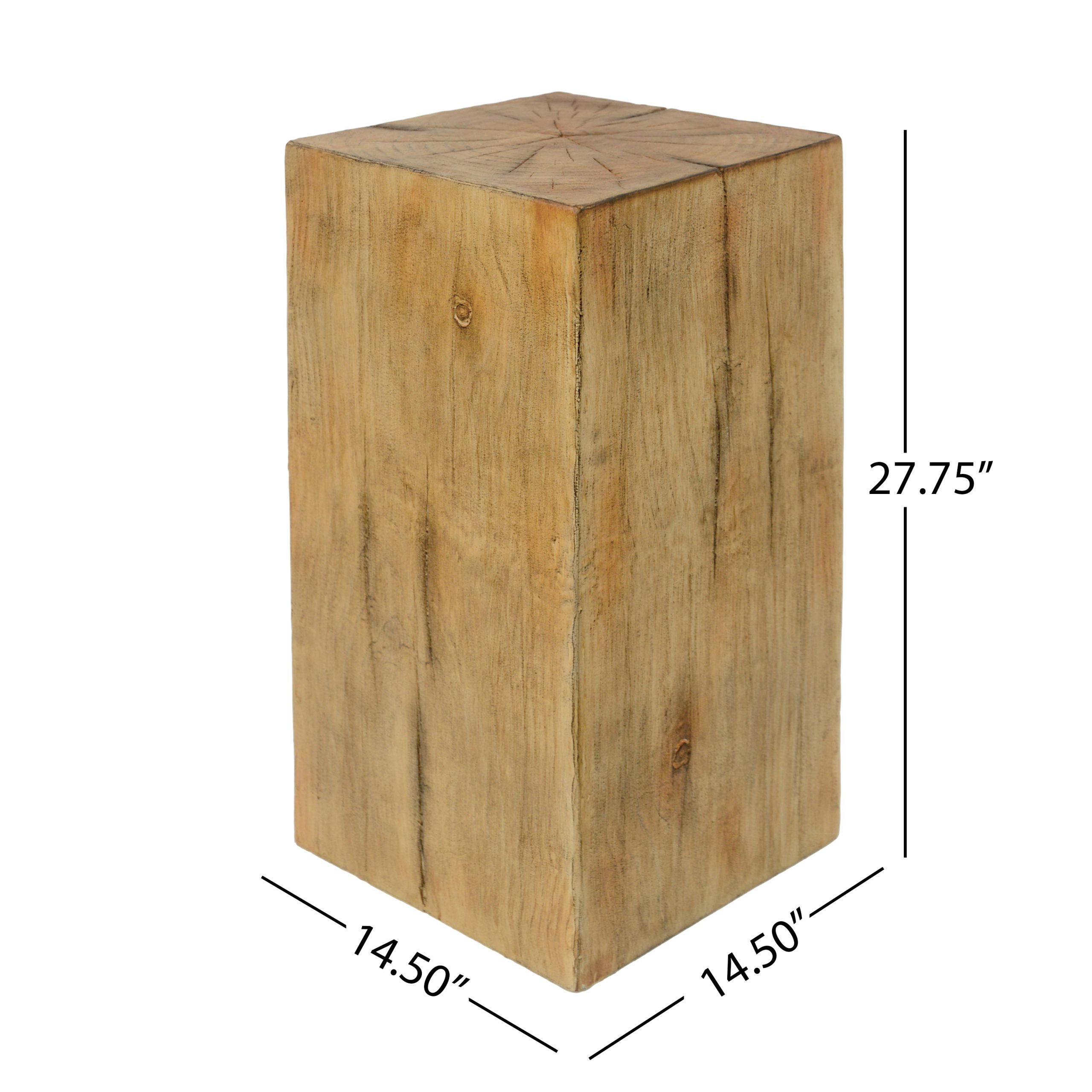 Wood-Look Square-Column MGO End Table, H27.75",Wood-Like Distressed Finish, Mix with Different Heights, Indoor Outdoor Use,Natural Color - Image 2