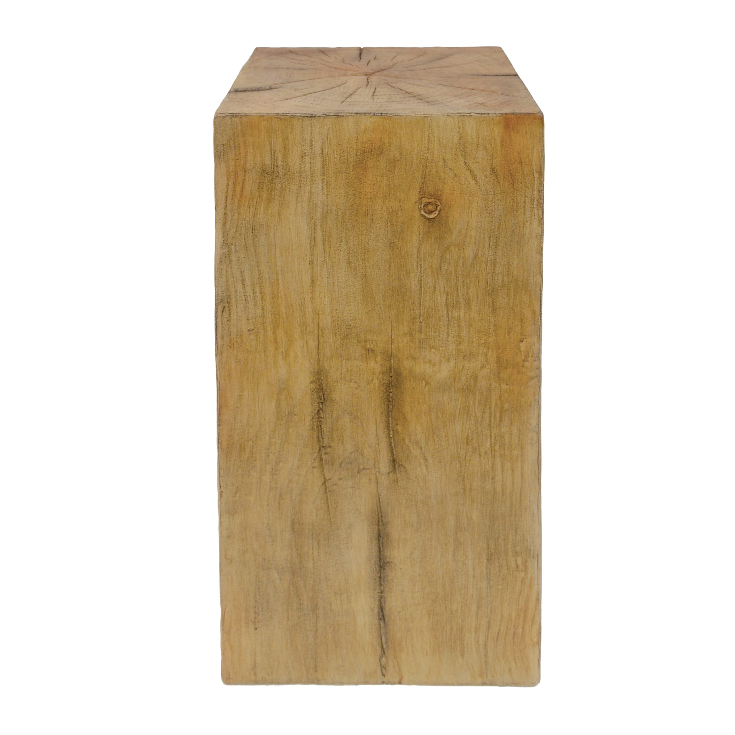 Wood-Look Square-Column MGO End Table, H27.75",Wood-Like Distressed Finish, Mix with Different Heights, Indoor Outdoor Use,Natural Color - Image 6