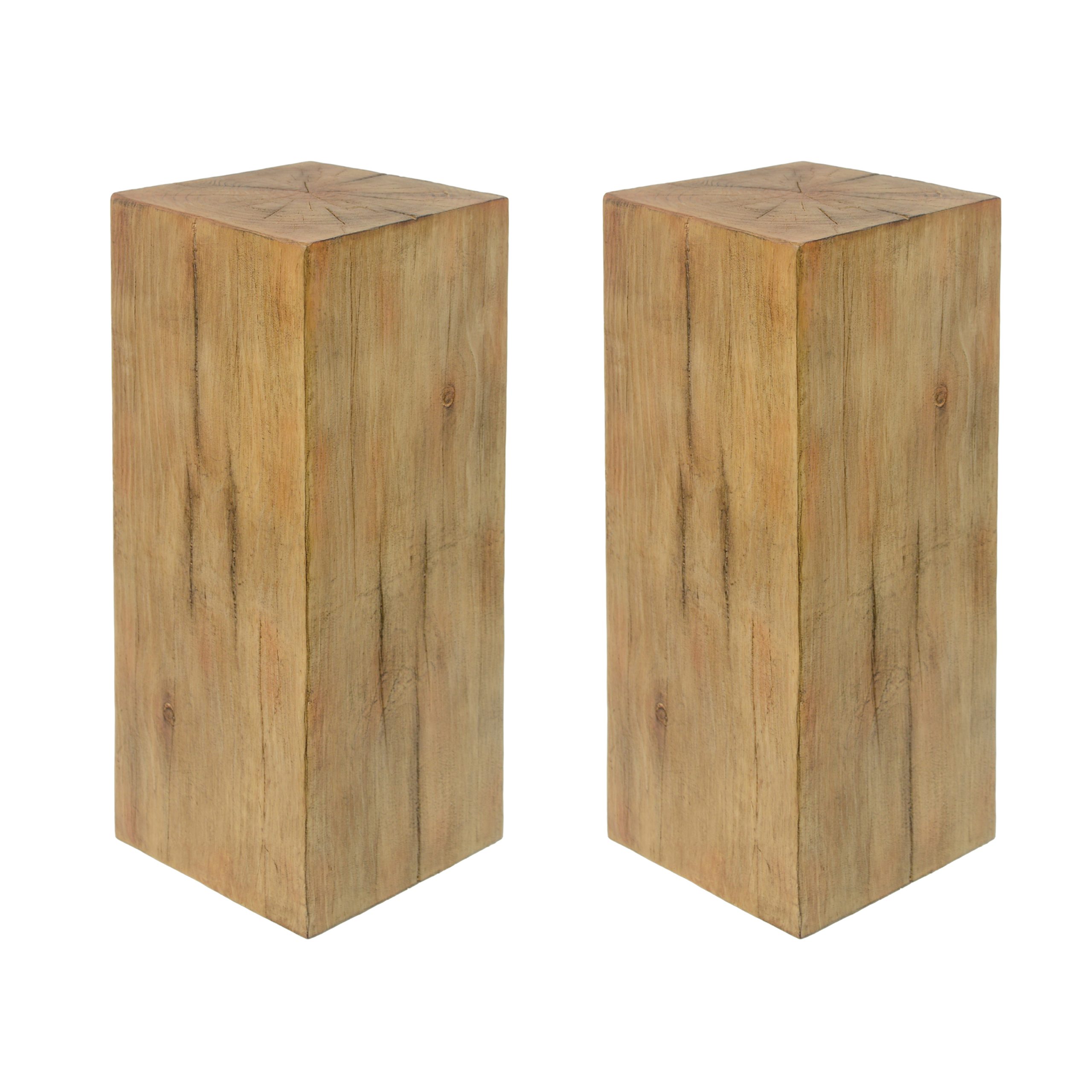 Wood-Look Square-Column MGO End Table, H33.75",Wood-Like Distressed Finish, Mix with Different Heights, Indoor Outdoor Use,Natural Color - Image 5