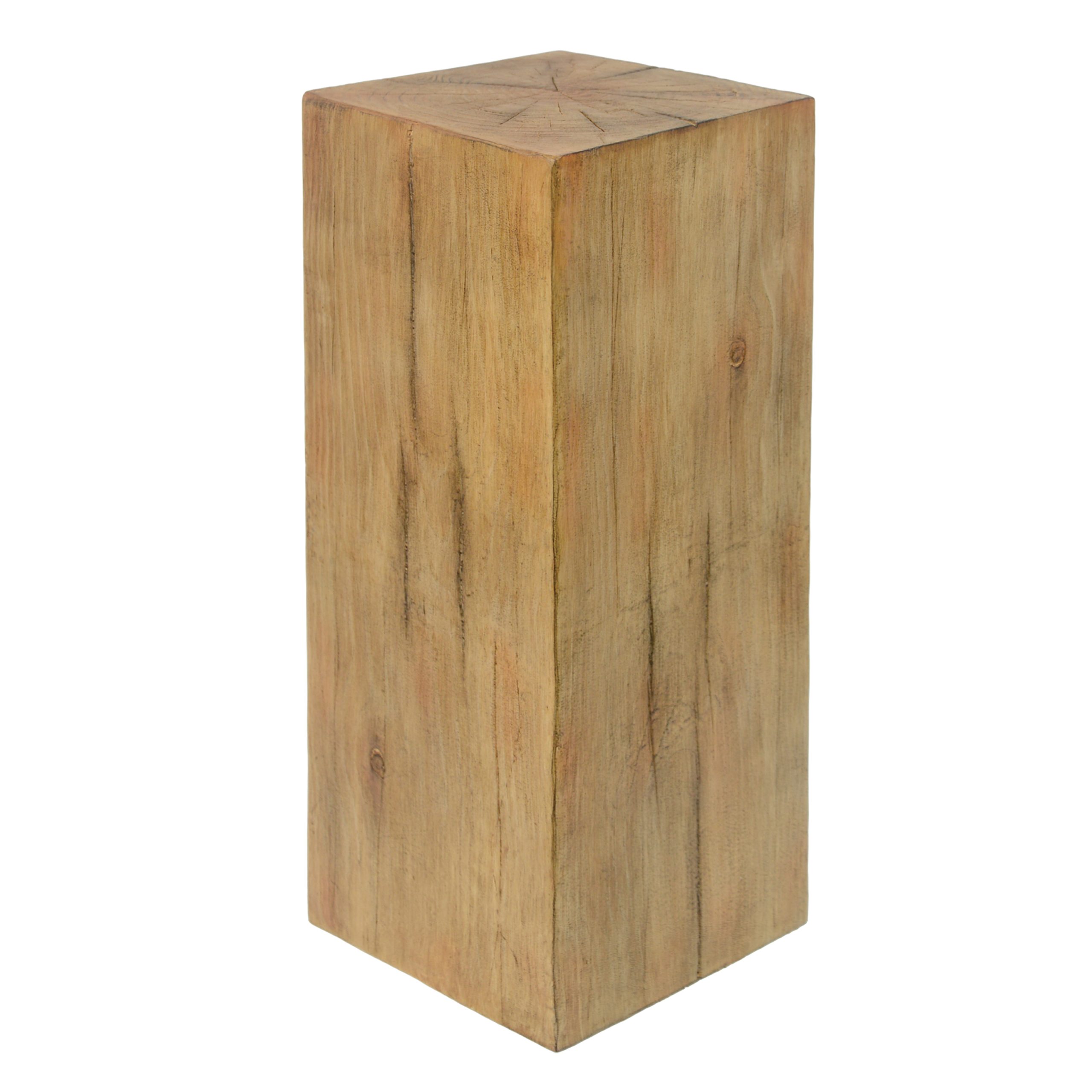 Wood-Look Square-Column MGO End Table, H33.75",Wood-Like Distressed Finish, Mix with Different Heights, Indoor Outdoor Use,Natural Color - Image 6