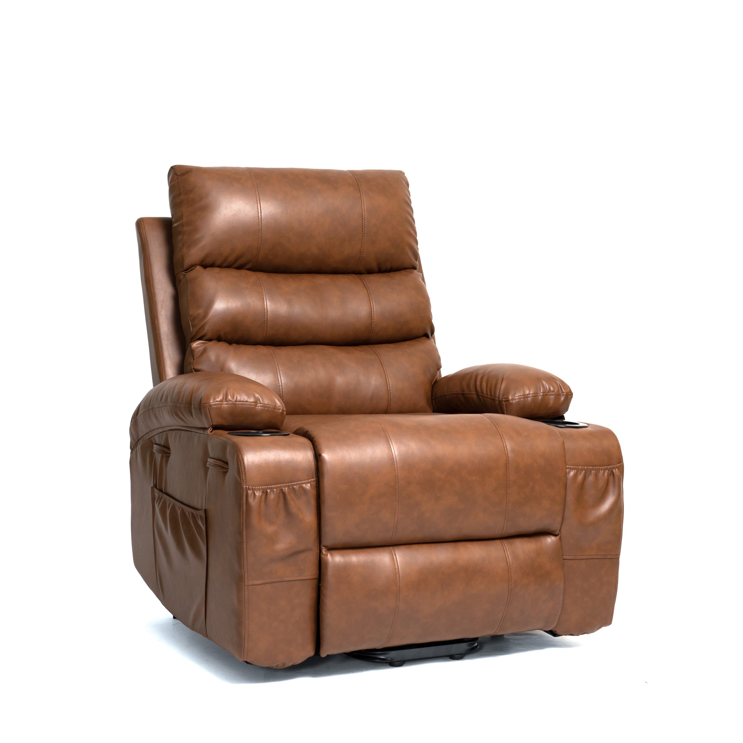 21"seat width,large size Electric Power Lift Recliner Chair Sofa for Elderly, 8 point vibration Massage and lumber heat, Remote Control, Side Pockets and Cup Holders, cozy fabric, overstuffed arm pu - Image 5