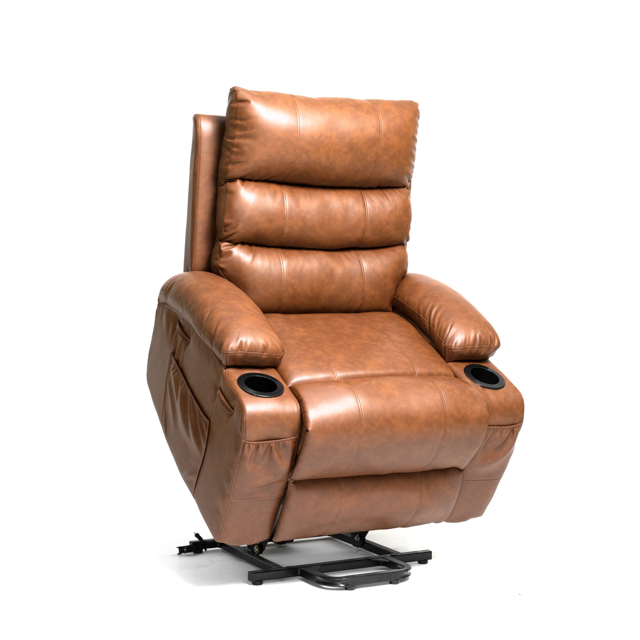 21"seat width,large size Electric Power Lift Recliner Chair Sofa for Elderly, 8 point vibration Massage and lumber heat, Remote Control, Side Pockets and Cup Holders, cozy fabric, overstuffed arm pu - Image 6