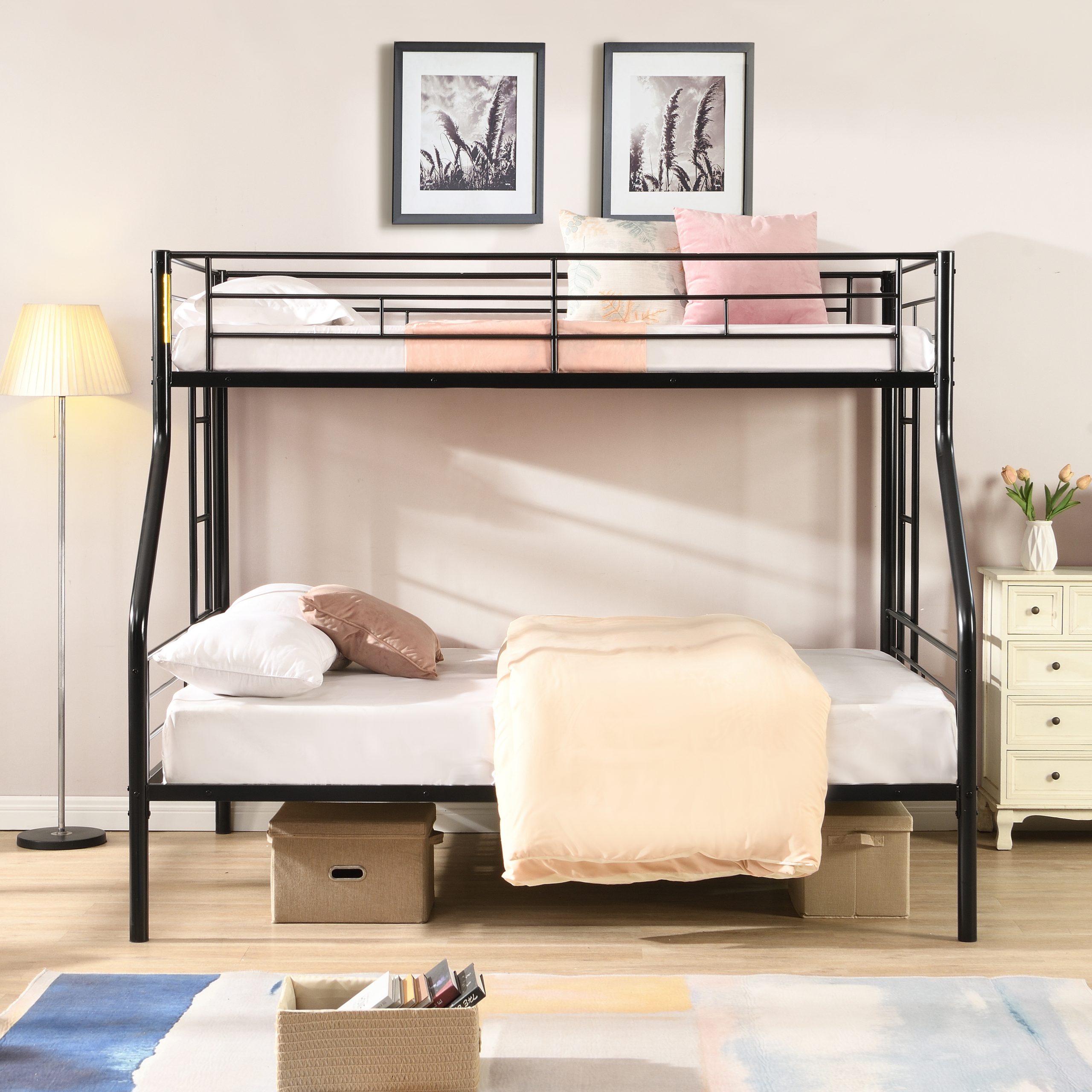 Twin Over FULL Metal Bunk Bed , No Box Spring Needed, Large Under Bed Storage, Easy Assemble - Image 2