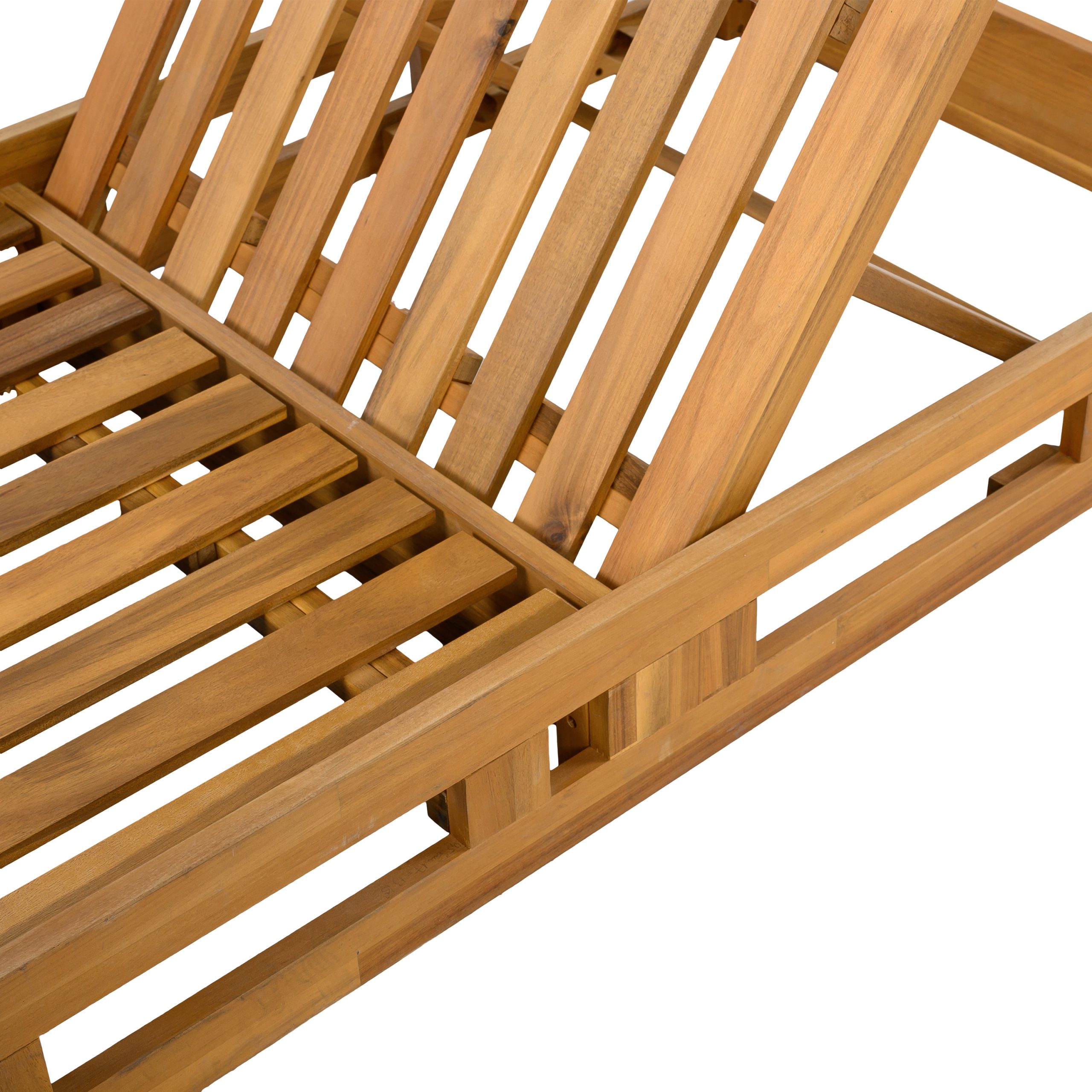 ACACIA WOOD ADJUSTABLE LOUNGE CHAIR, TEAK FINISH UNCUSHIONED PATIO CHAIR FOR BACKYARD POOL GARDEN - Image 6