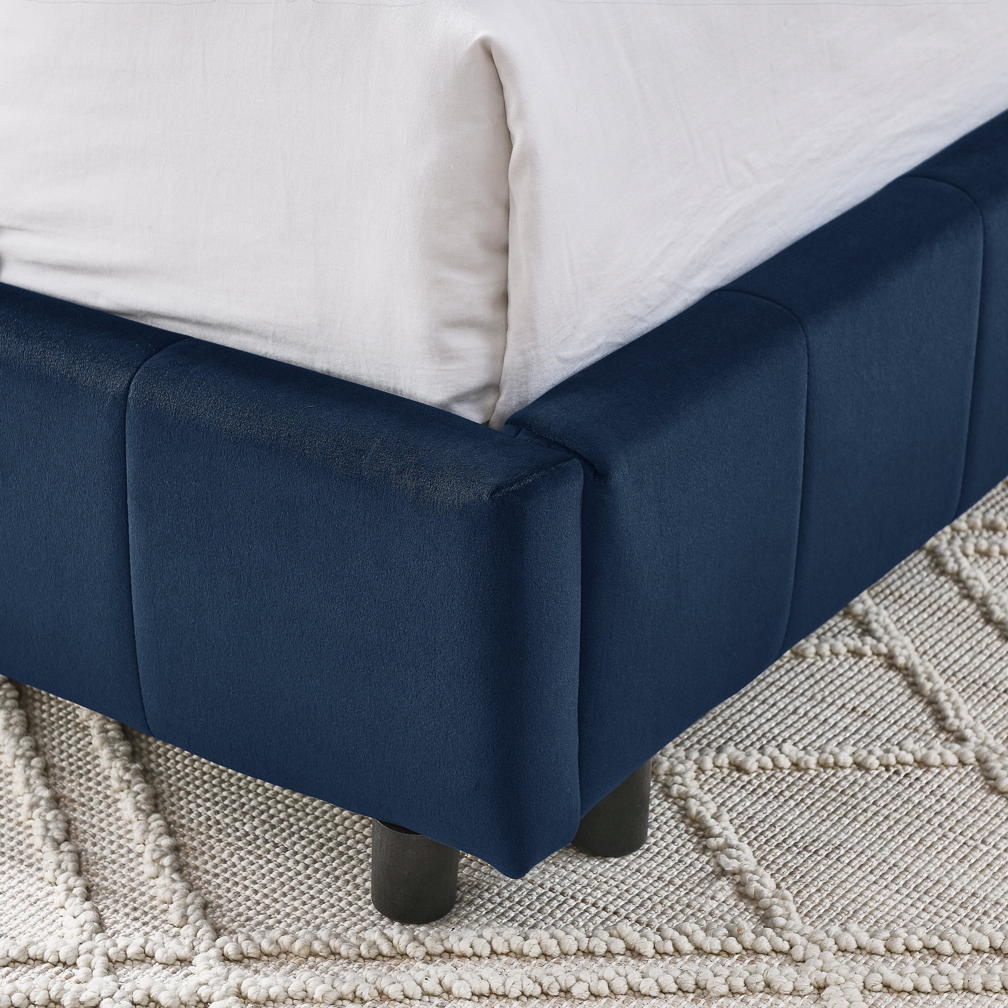 Full Size Upholstered Tufted Bed Frame, Sofa Bed Frame with Comfortable Backrest and Armrests, Full Size Bed for Bedroom, Living Room,Velvet, Dark blue(80.5''*59''*30.5'') - Image 6