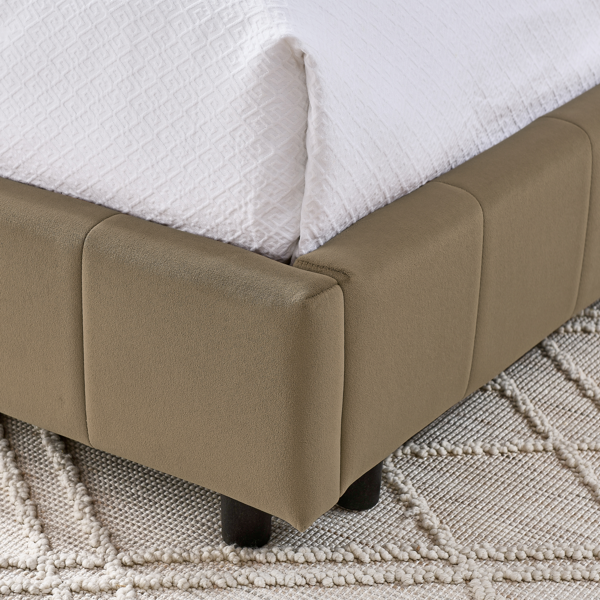Full Size Upholstered Tufted Bed Frame, Sofa Bed Frame with Comfortable Backrest and Armrests, Full Size Bed for Bedroom, Living Room,Velvet, BROWN(80.5''*59''*30.5'') - Image 5