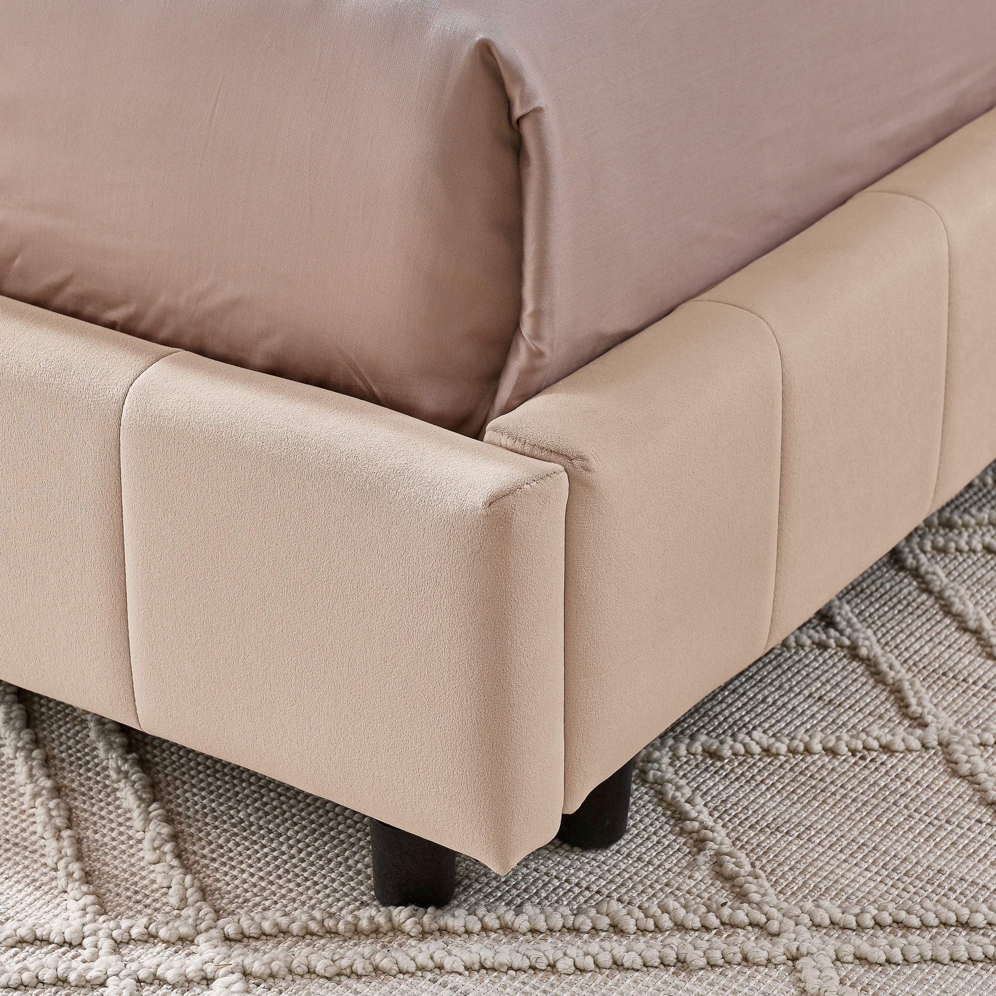 Full Size Upholstered Tufted Bed Frame, Sofa Bed Frame with Comfortable Backrest and Armrests, Full Size Bed for Bedroom, Living Room,Velvet, PINK(80.5''*59''*30.5'') - Image 6