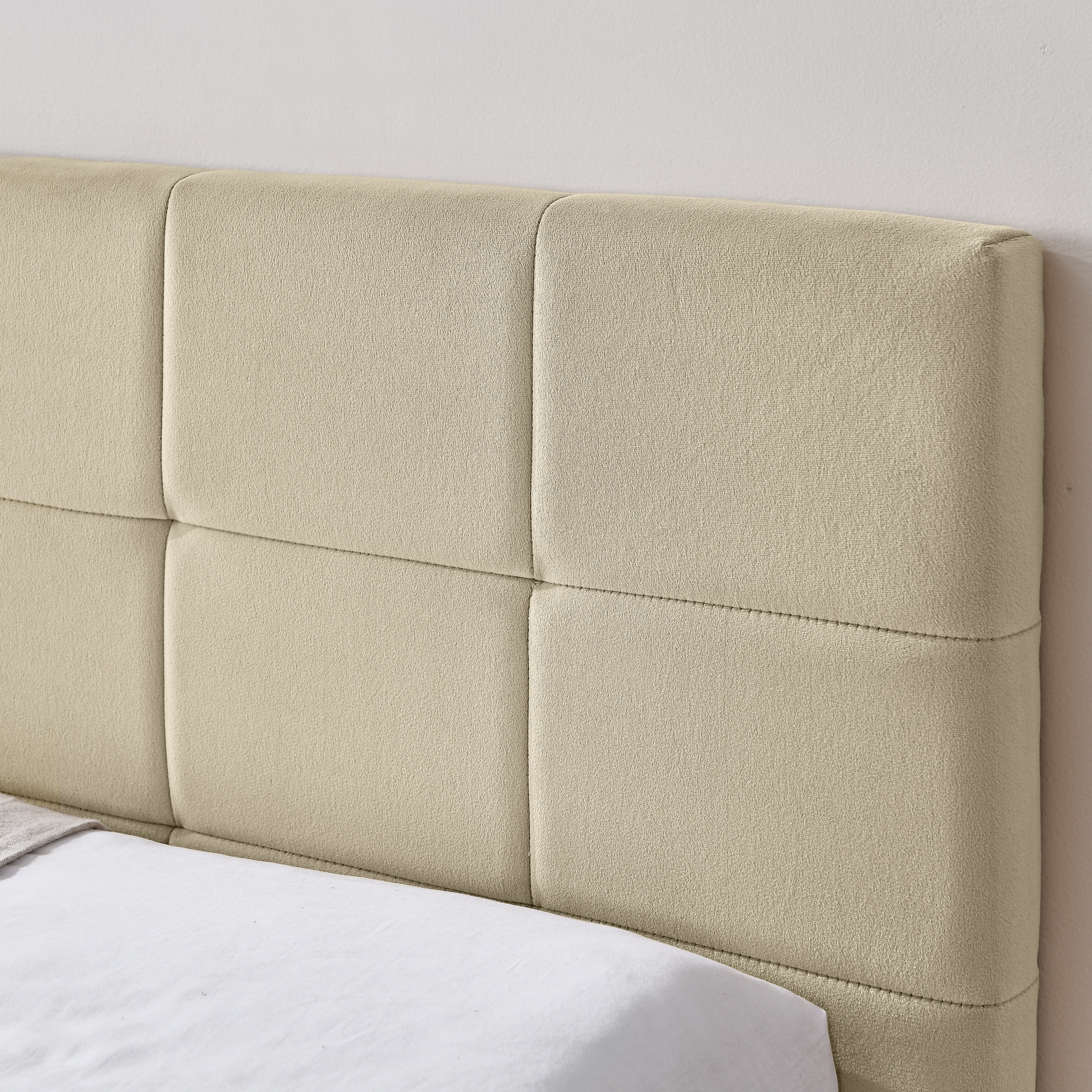 Full Size Upholstered Tufted Bed Frame, Sofa Bed Frame with Comfortable Backrest and Armrests, Full Size Bed for Bedroom, Living Room,Velvet, NEW BEIGE(80.5''*59''*30.5'') - Image 5