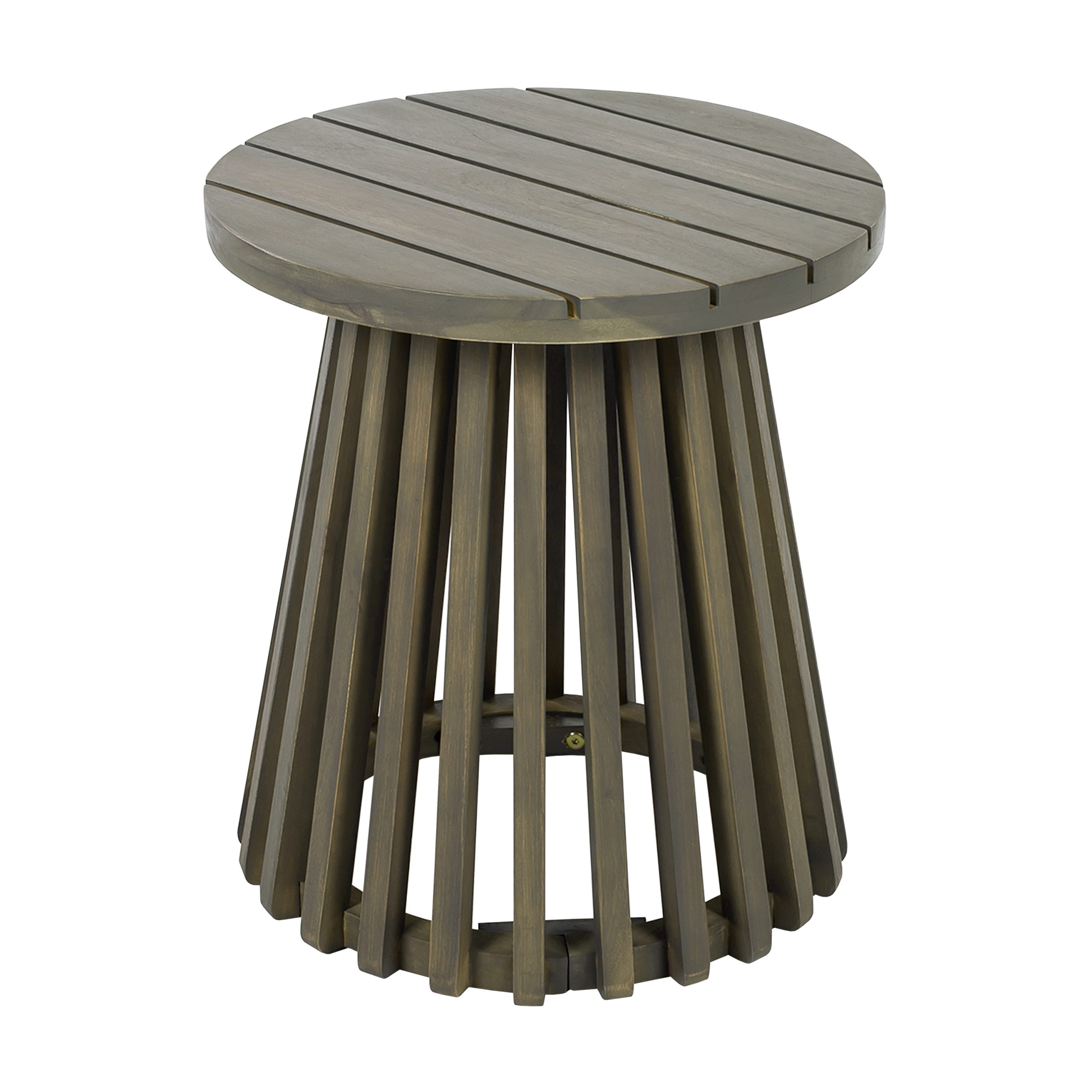 Outdoor Acacia Wood Patio Side Table, Round Coffee Table for Backyard, Lawn, Balcony,Grey Finish - Image 5