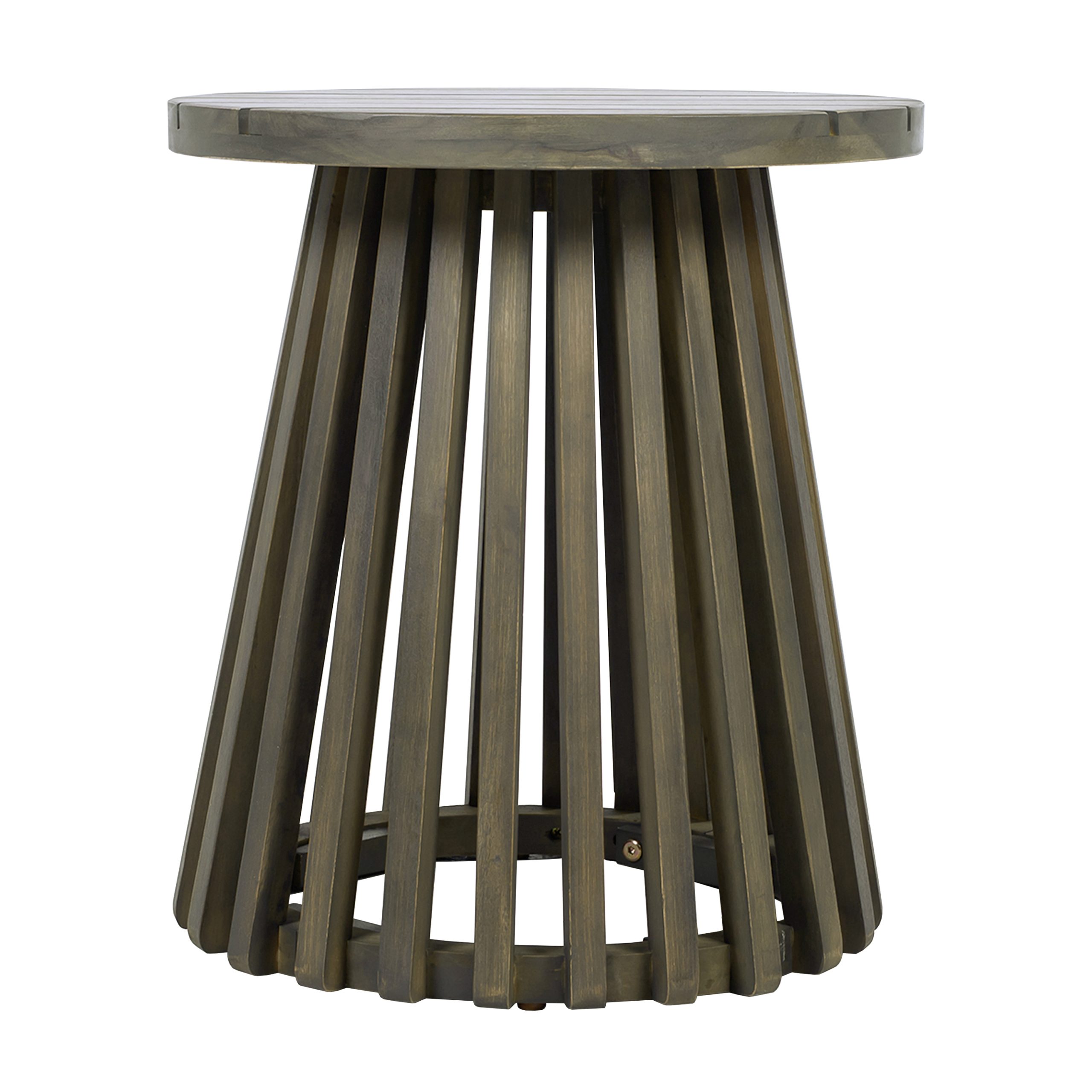 Outdoor Acacia Wood Patio Side Table, Round Coffee Table for Backyard, Lawn, Balcony,Grey Finish - Image 6