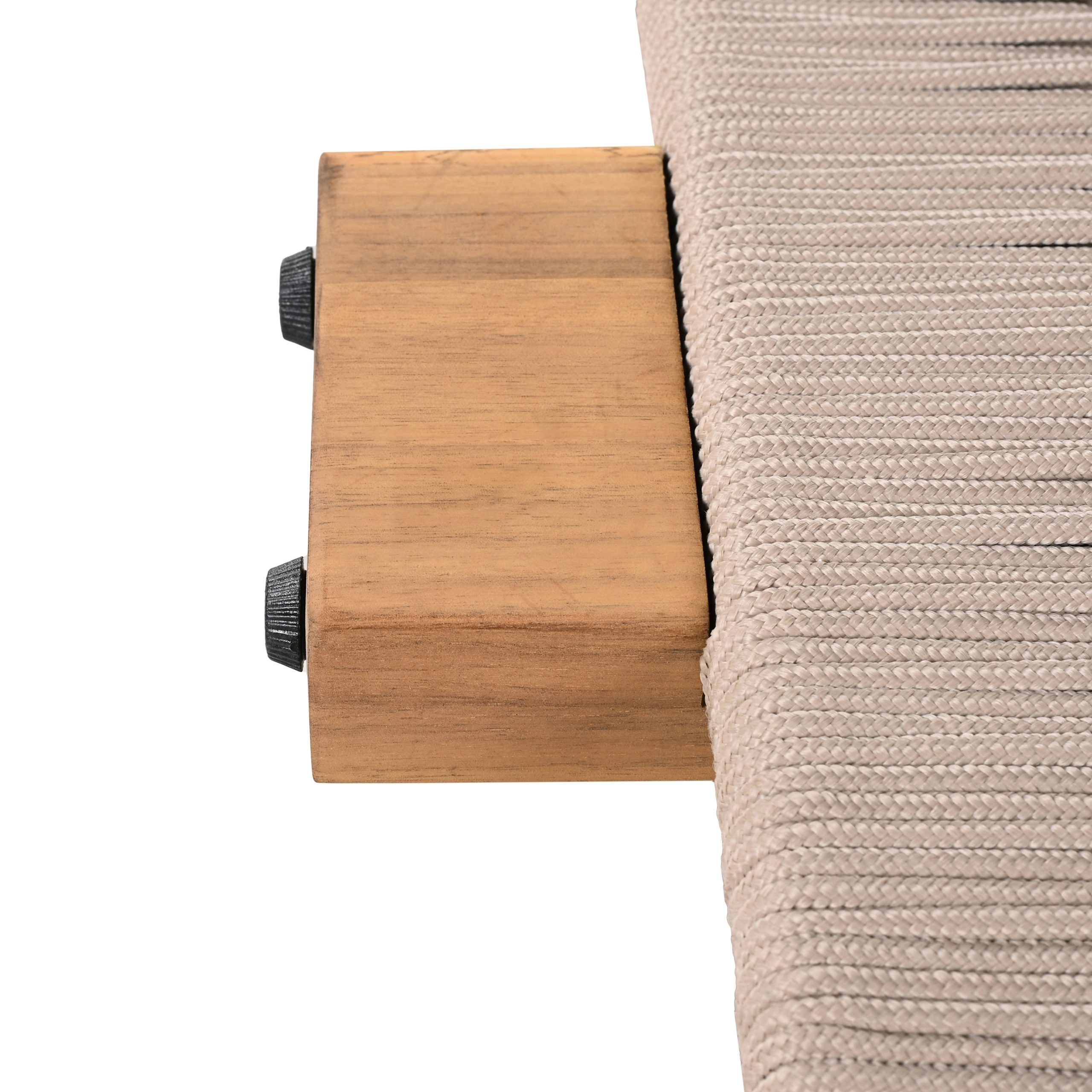 Outdoor Acacia Wood Patio Adjustable Lounge Chair - Uncushioned for Backyard Pool Garden - Beige rope & Natural iron - Image 6