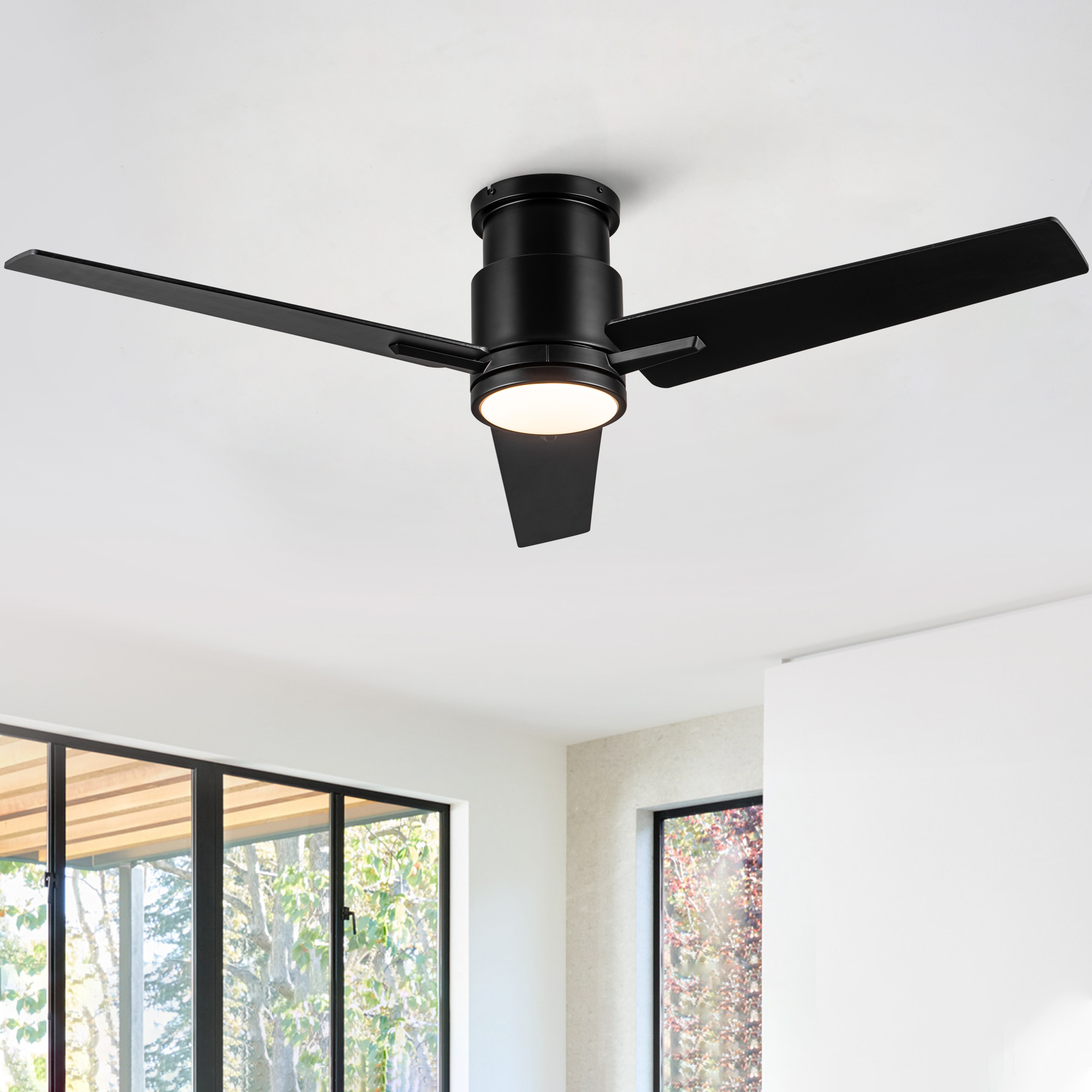 52" Black Lowe Profile Ceiling Fan with Light - Image 3