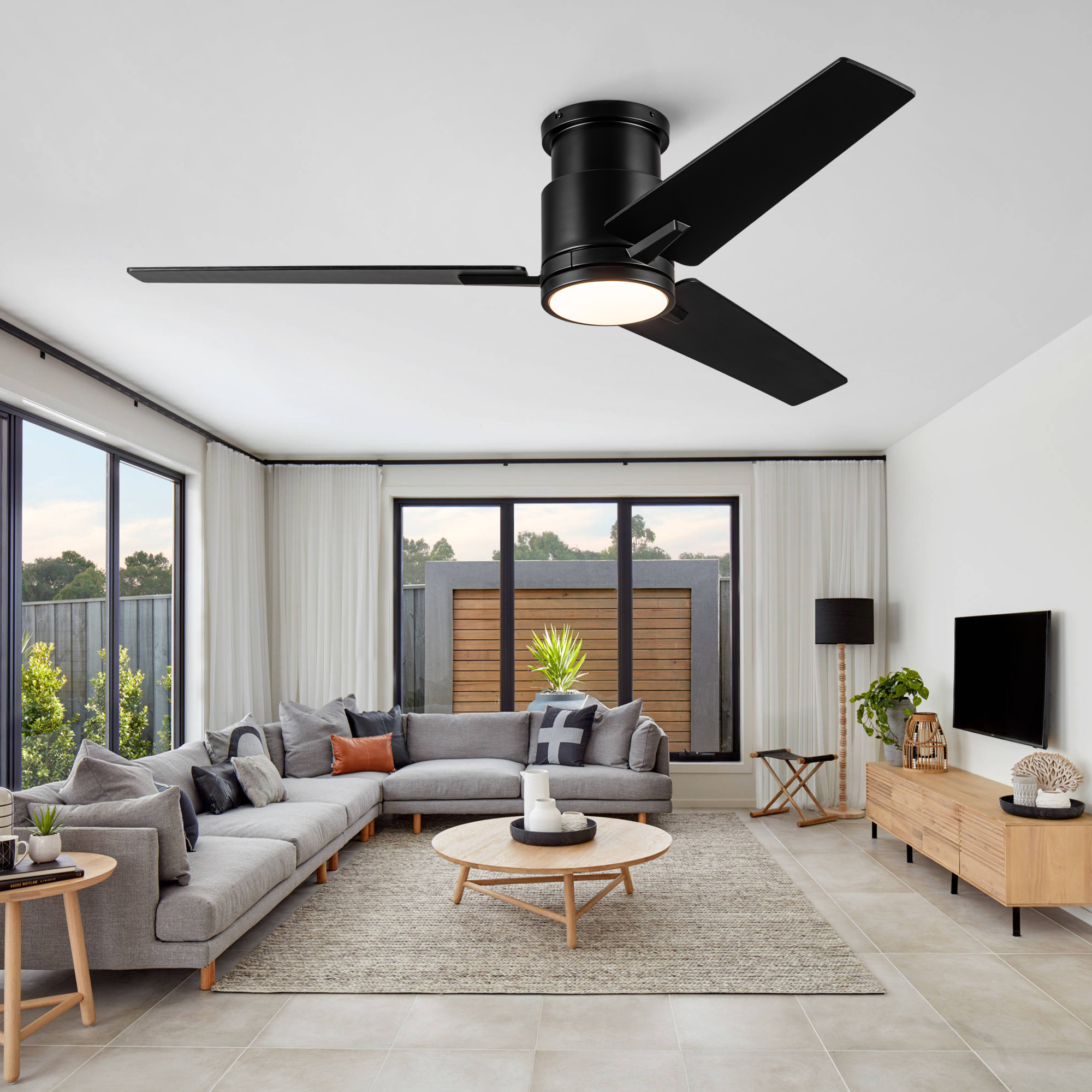 52" Black Lowe Profile Ceiling Fan with Light - Image 4