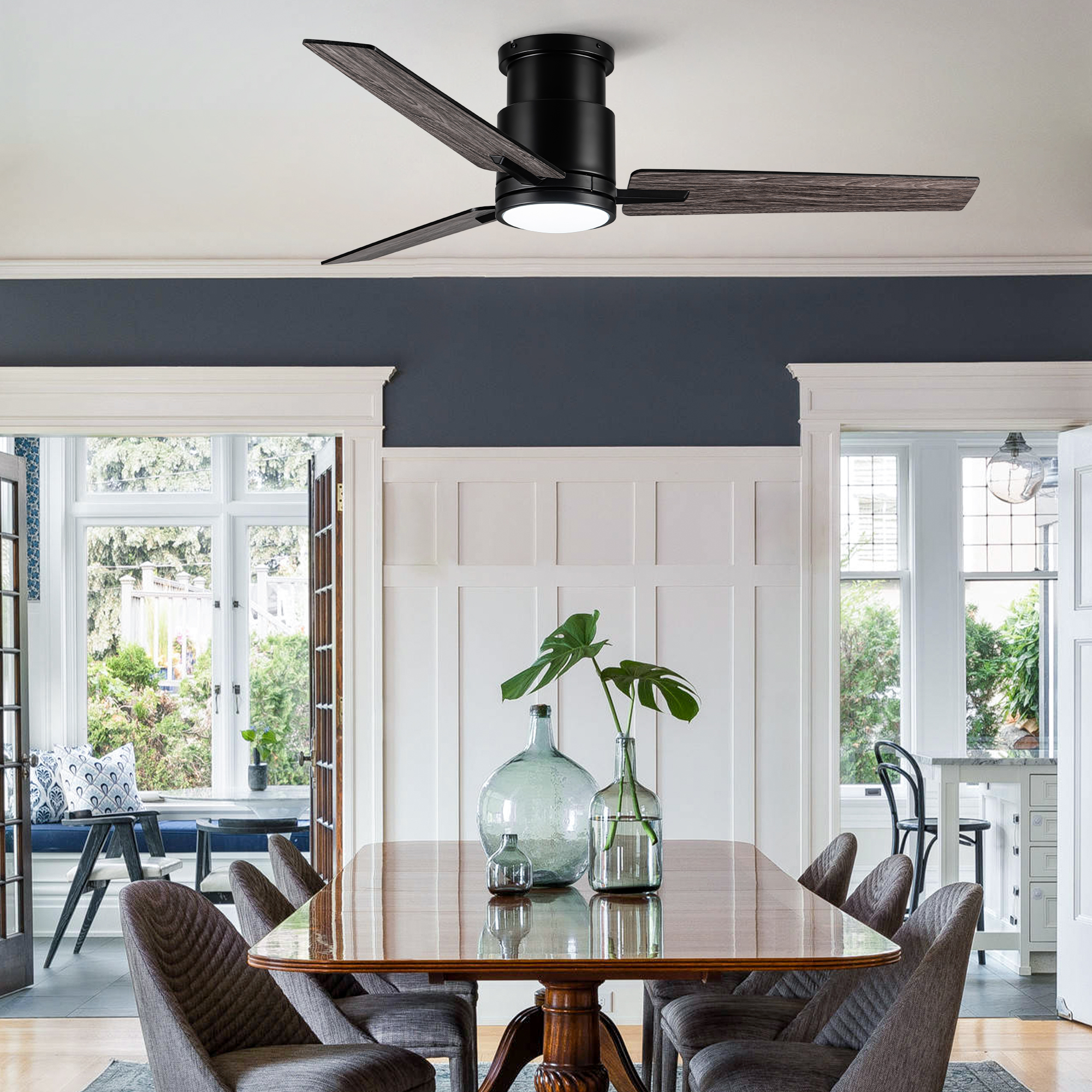 52" Black Lowe Profile Ceiling Fan with Light - Image 6