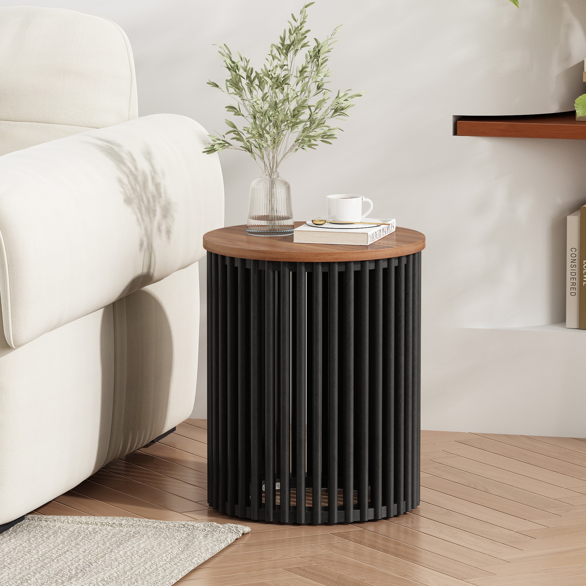 ACACIA SOLID WOOD SIDE TABLE,NATURAL & BLACK COLOR - Image 2