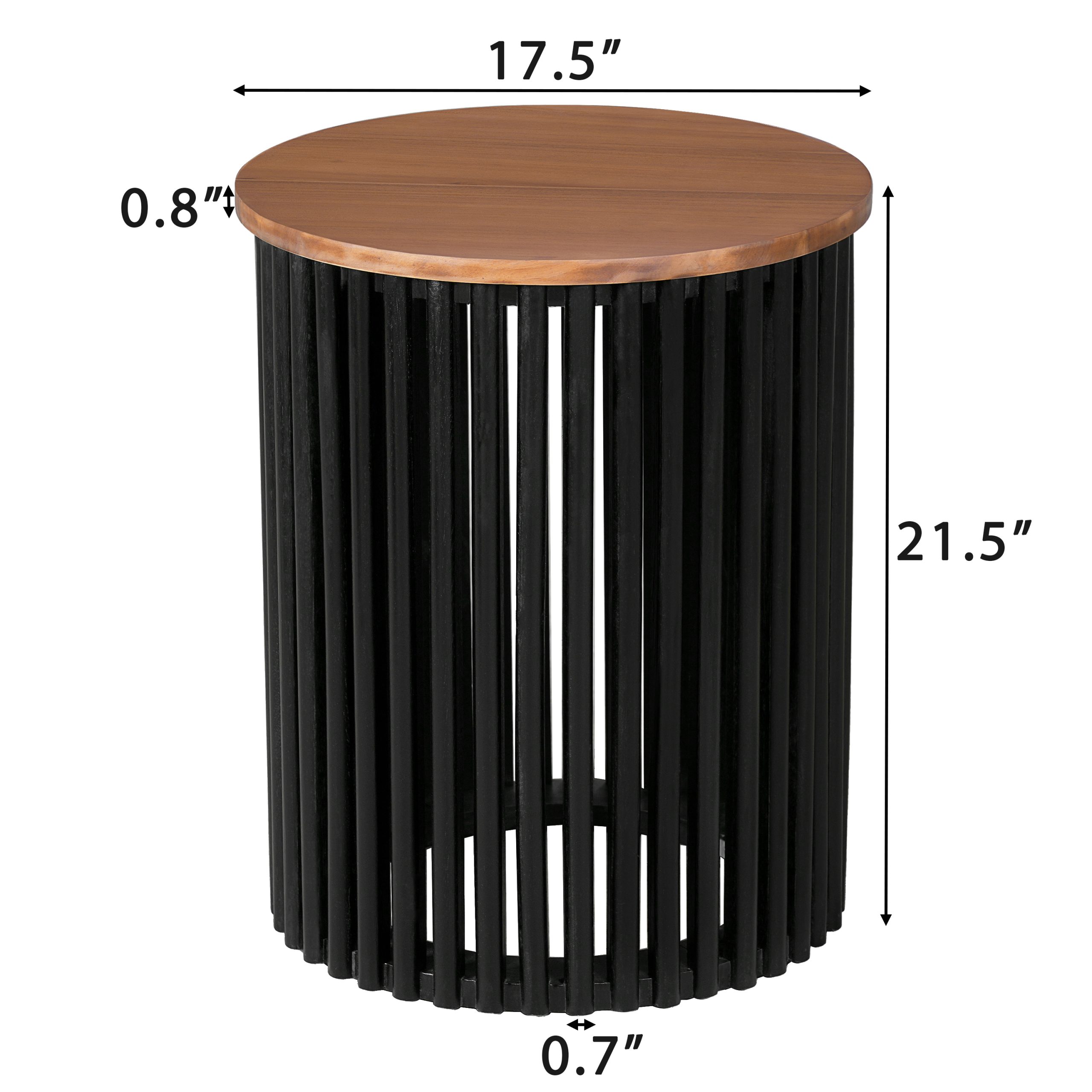 ACACIA SOLID WOOD SIDE TABLE,NATURAL & BLACK COLOR - Image 3