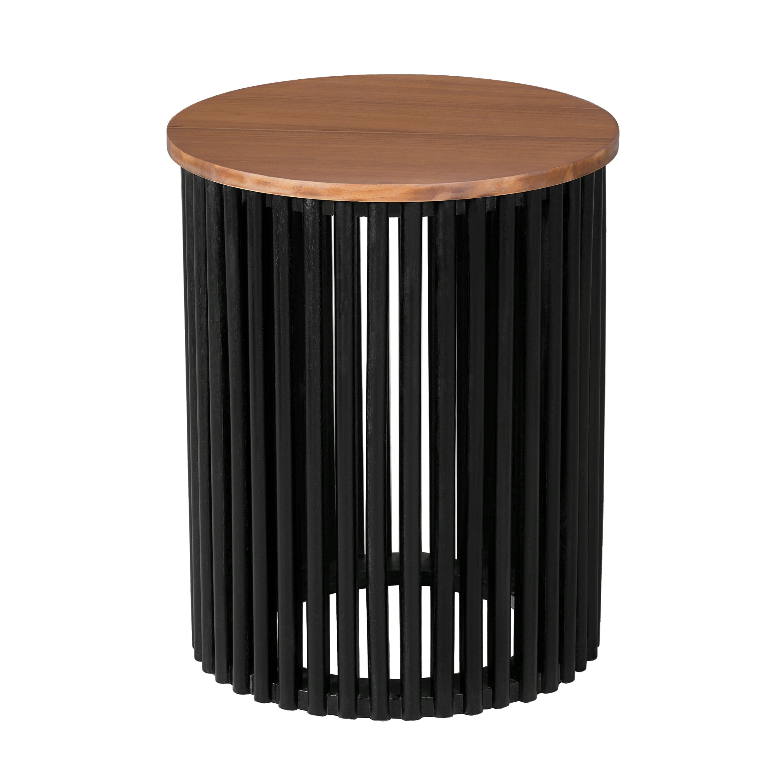 ACACIA SOLID WOOD SIDE TABLE,NATURAL & BLACK COLOR - Image 4