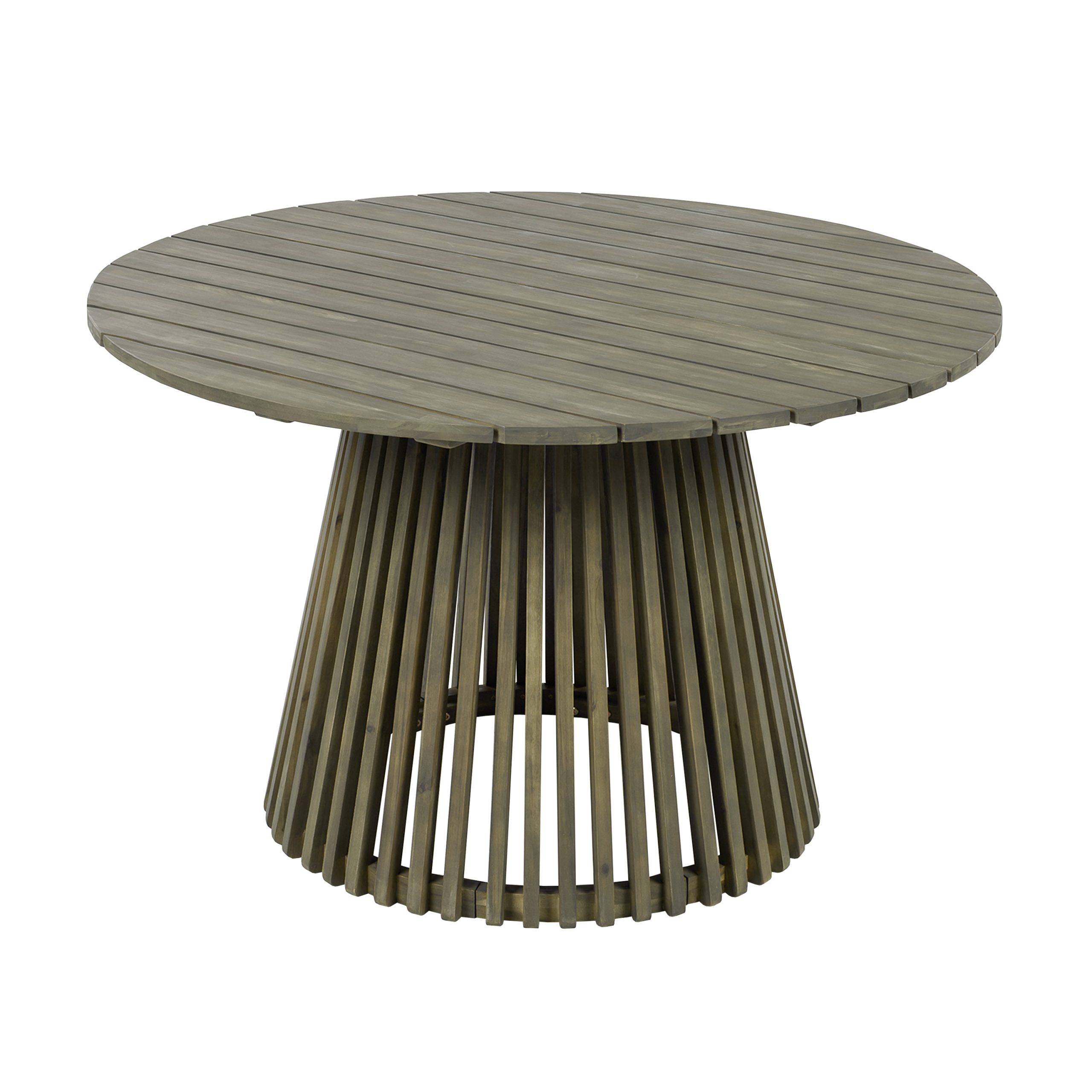 Outdoor Acacia Wood Patio Dining Table, 47.25-inch extra-large round dining table,for Backyard, Lawn, Balcony,Grey Finish - Image 4