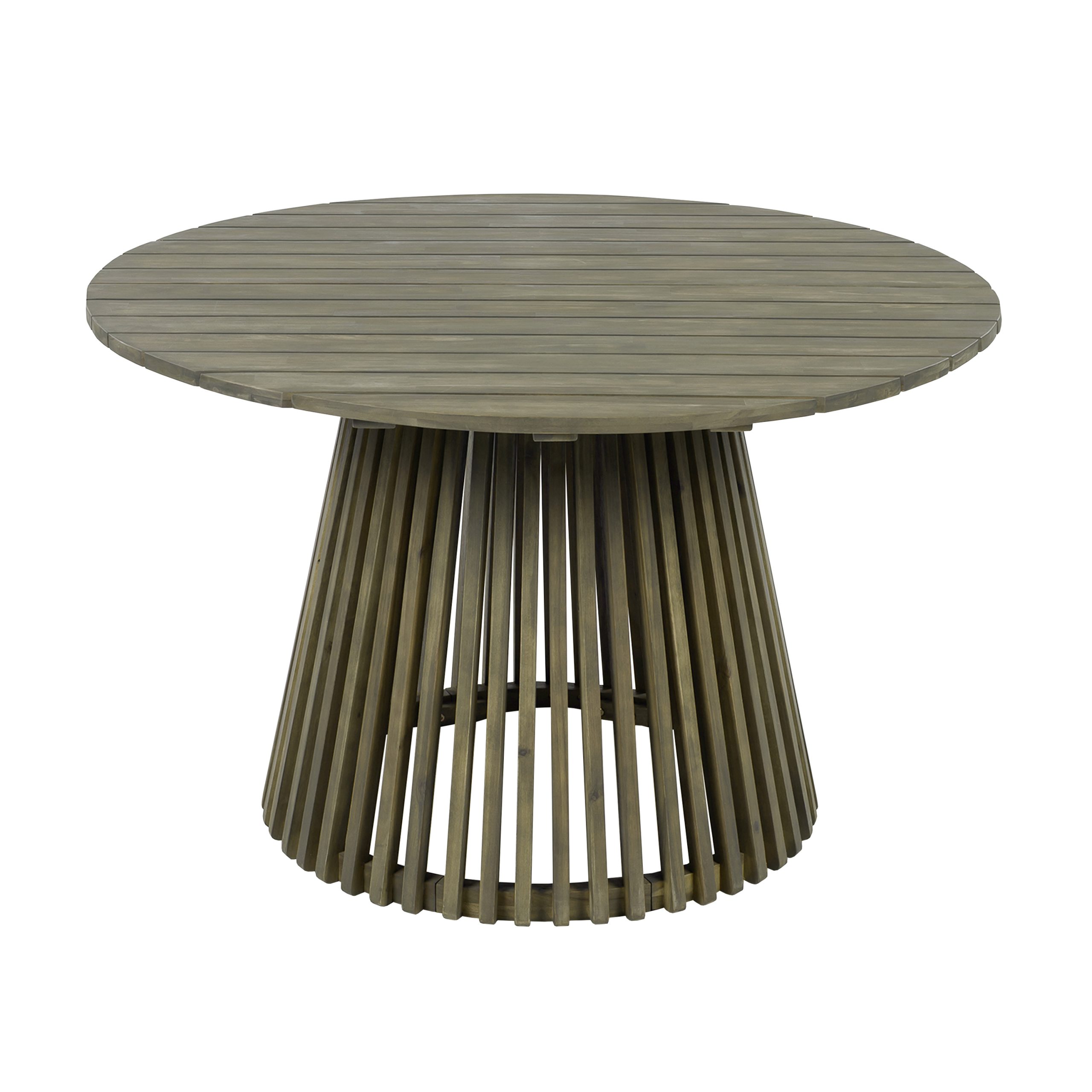 Outdoor Acacia Wood Patio Dining Table, 47.25-inch extra-large round dining table,for Backyard, Lawn, Balcony,Grey Finish - Image 5
