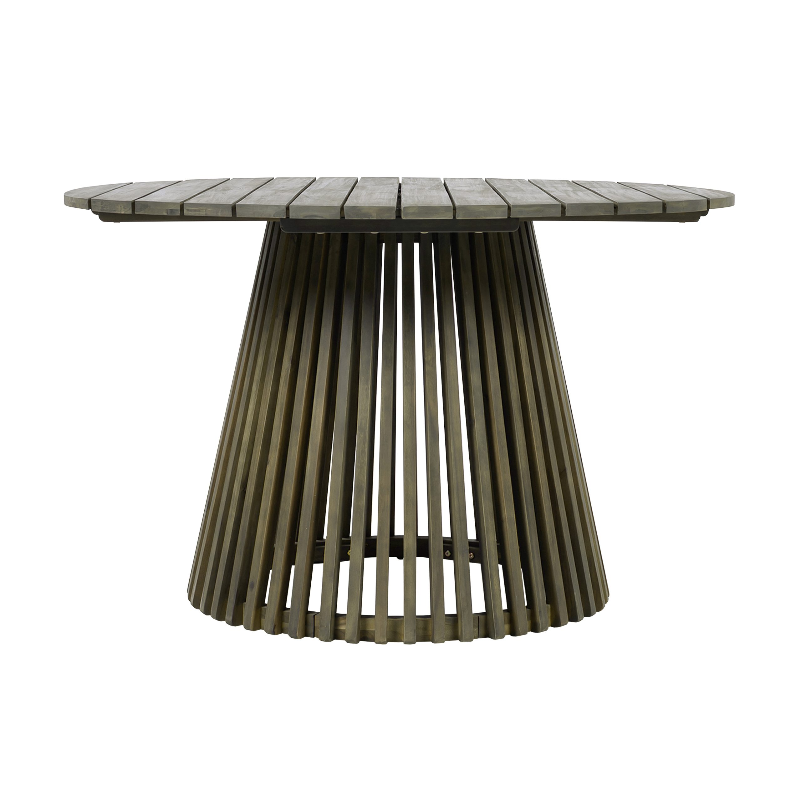 Outdoor Acacia Wood Patio Dining Table, 47.25-inch extra-large round dining table,for Backyard, Lawn, Balcony,Grey Finish - Image 6