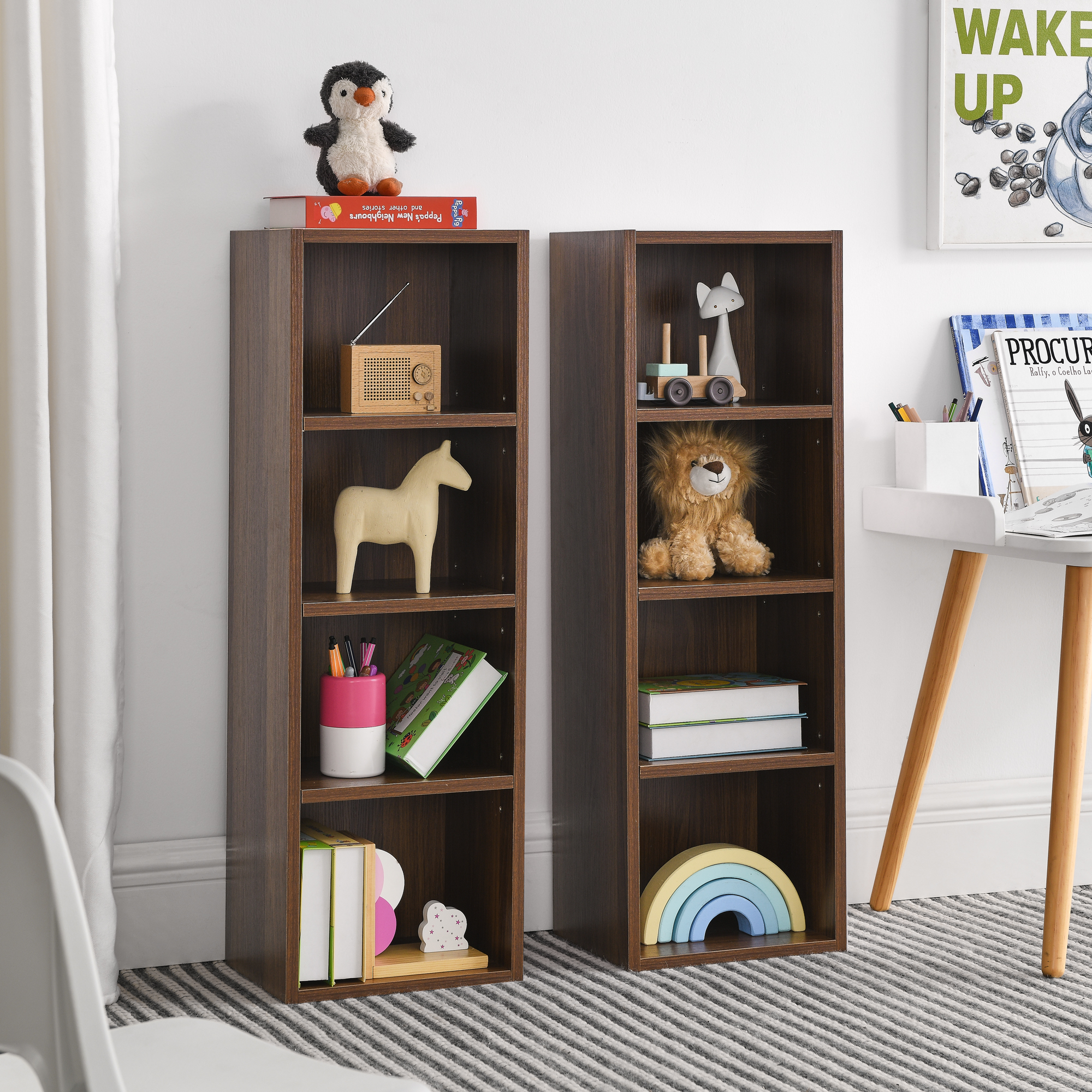8-Tier Media Tower Rack, CD DVD Slim Storage Cabinet with Adjustable Shelves, Tall Narrow Bookcase Display Bookshelf for Home Office,Multi-functional double-decker bookcase - Image 2