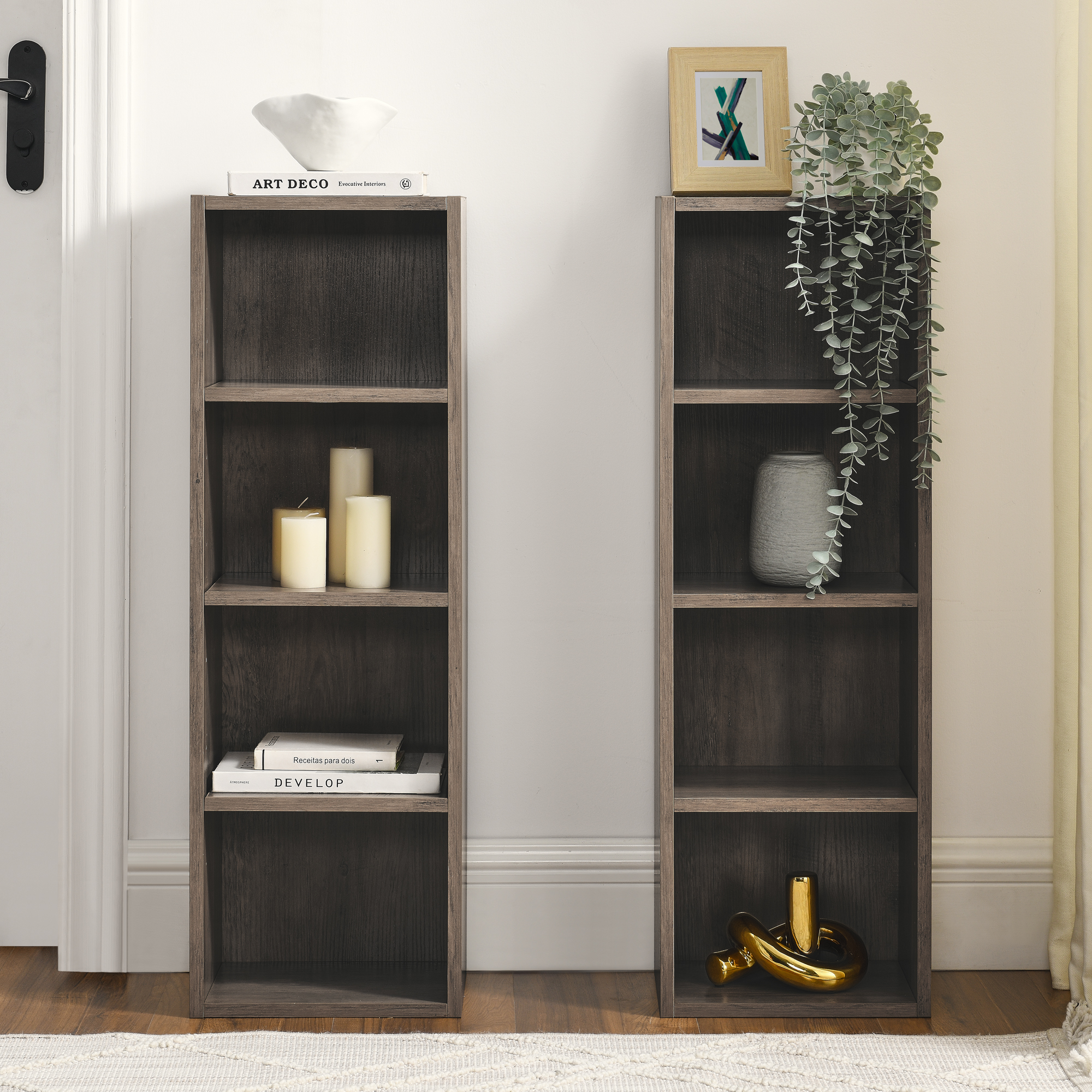 8-Tier Media Tower Rack, CD DVD Slim Storage Cabinet with Adjustable Shelves, Tall Narrow Bookcase Display Bookshelf for Home Office,Multi-functional double-decker bookcase - Image 6
