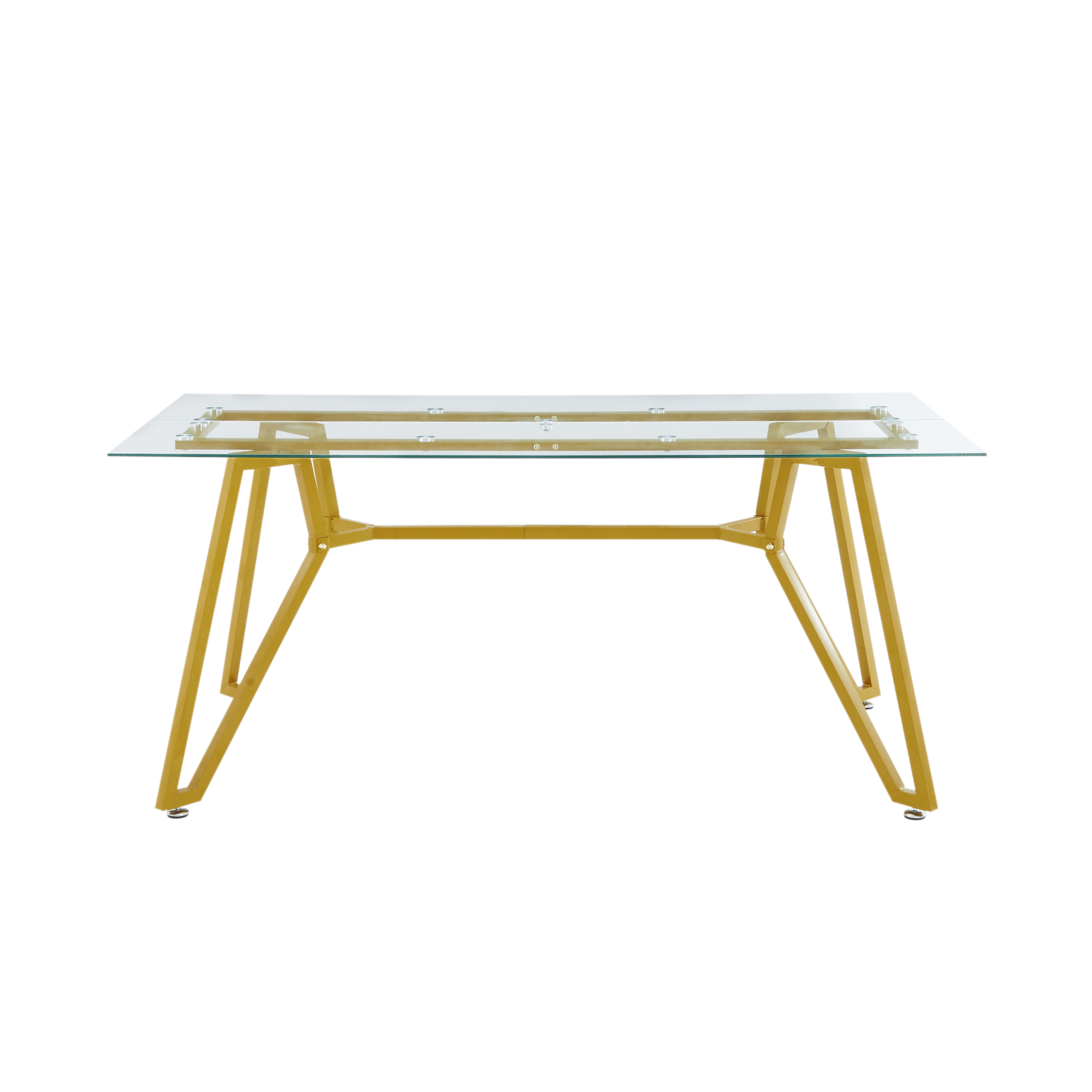 70.9-inch rectangular glass dining table, suitable for 1-8 people, modern style home kitchen dining table, equipped with sturdy metal table legs,suitable for dining room,living rooms, offices, Gold - Image 5