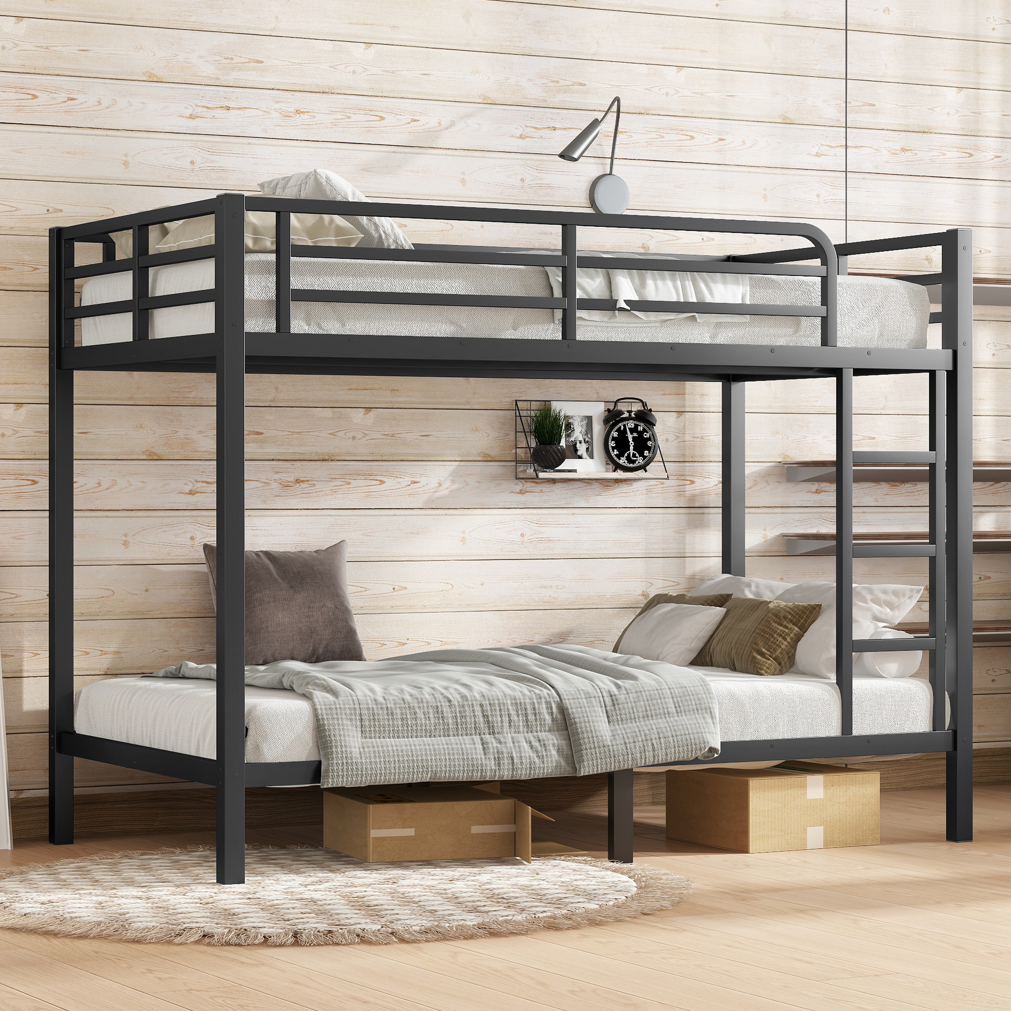 Metal Twin XL over Twin XL Bunk Bed for Teens and Adults,Space-Saving/Noise Reduced/No Box Spring Needed, Black - Image 1