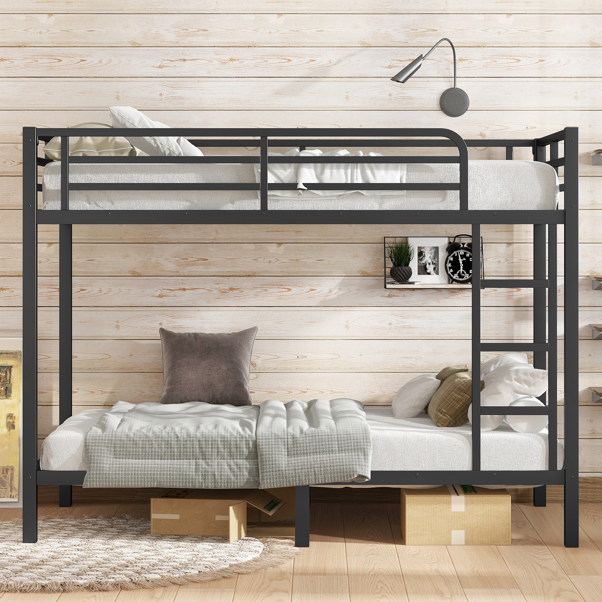 Metal Twin XL over Twin XL Bunk Bed for Teens and Adults,Space-Saving/Noise Reduced/No Box Spring Needed, Black - Image 2